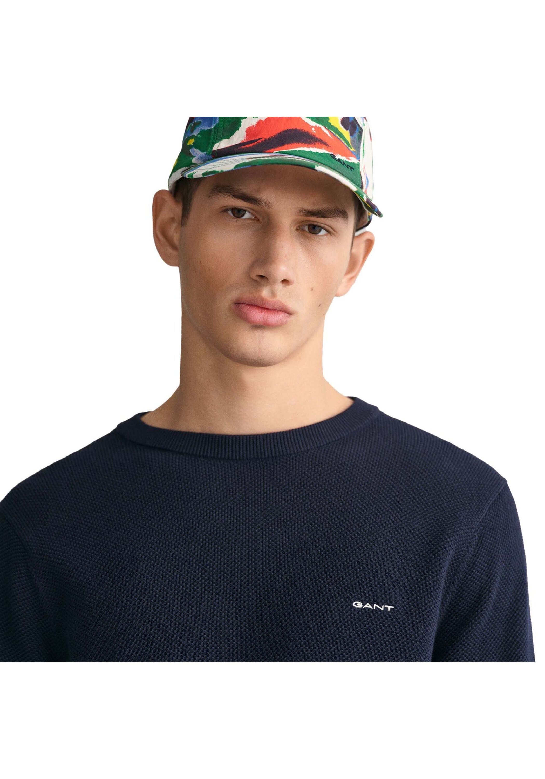 Sweater GANT "Strickpullover COTTON PIQUE C-NECK", Herren, Gr. XXL, blau, Obermaterial: 100% Baumwolle CO., Sweatshirts Sweater 4