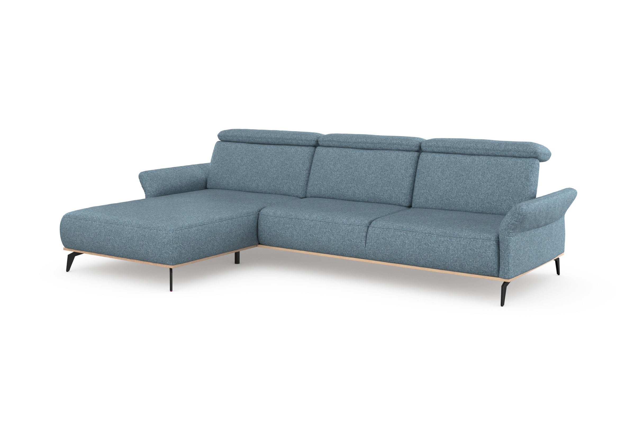 Ecksofa HOME AFFAIRE "Fjord L-Form", blau (eisblau), B:324cm H:93cm T:184cm, 100% Polyester, Sofas, Ecksofa, massiv, wahlweise mit Armlehnfunktion, Kopf- Sitztiefenverstellung 3