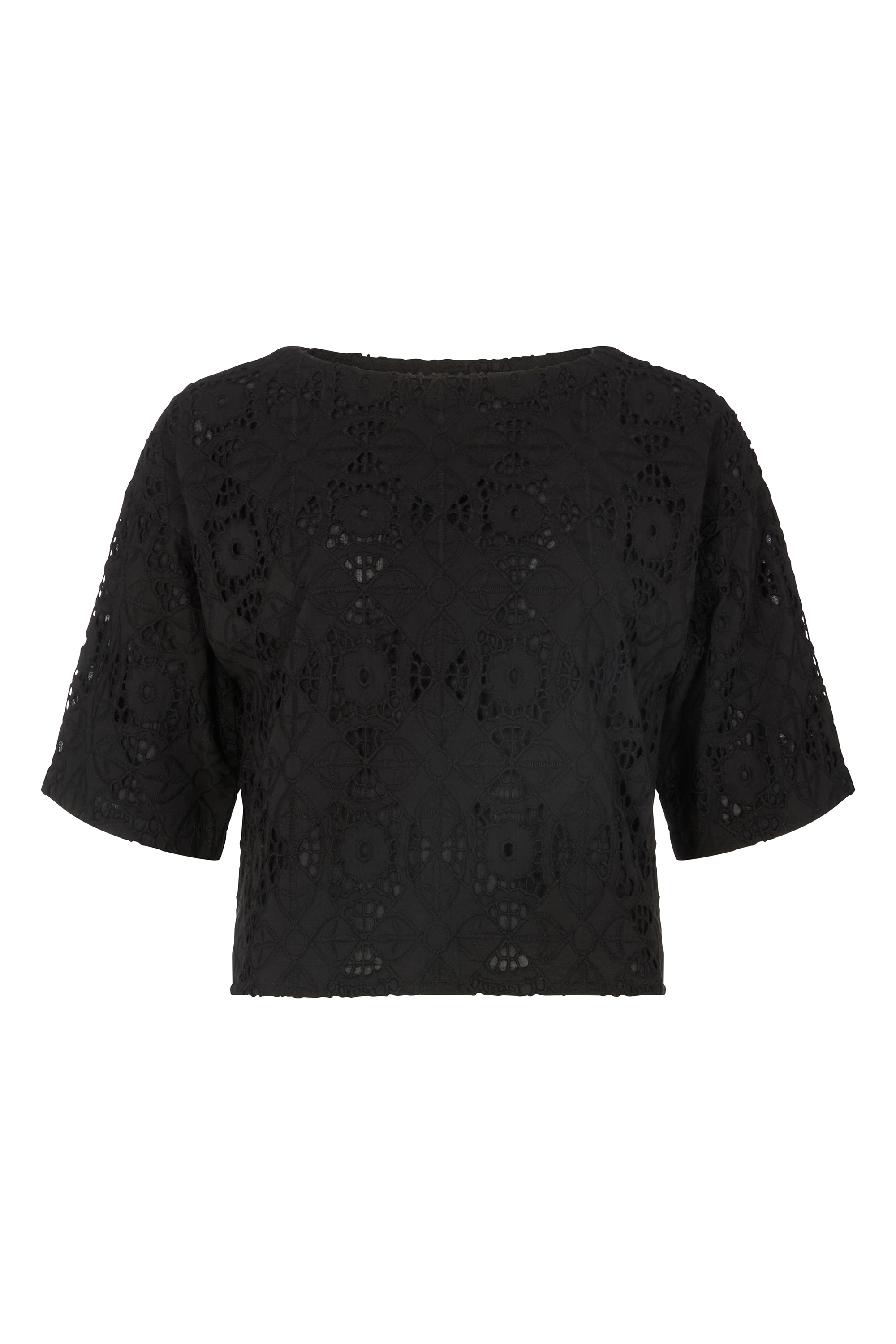 RAFFYA T-Shirt "Opal Broderie Anglaise Split Open Blouse Damen" günstig online kaufen