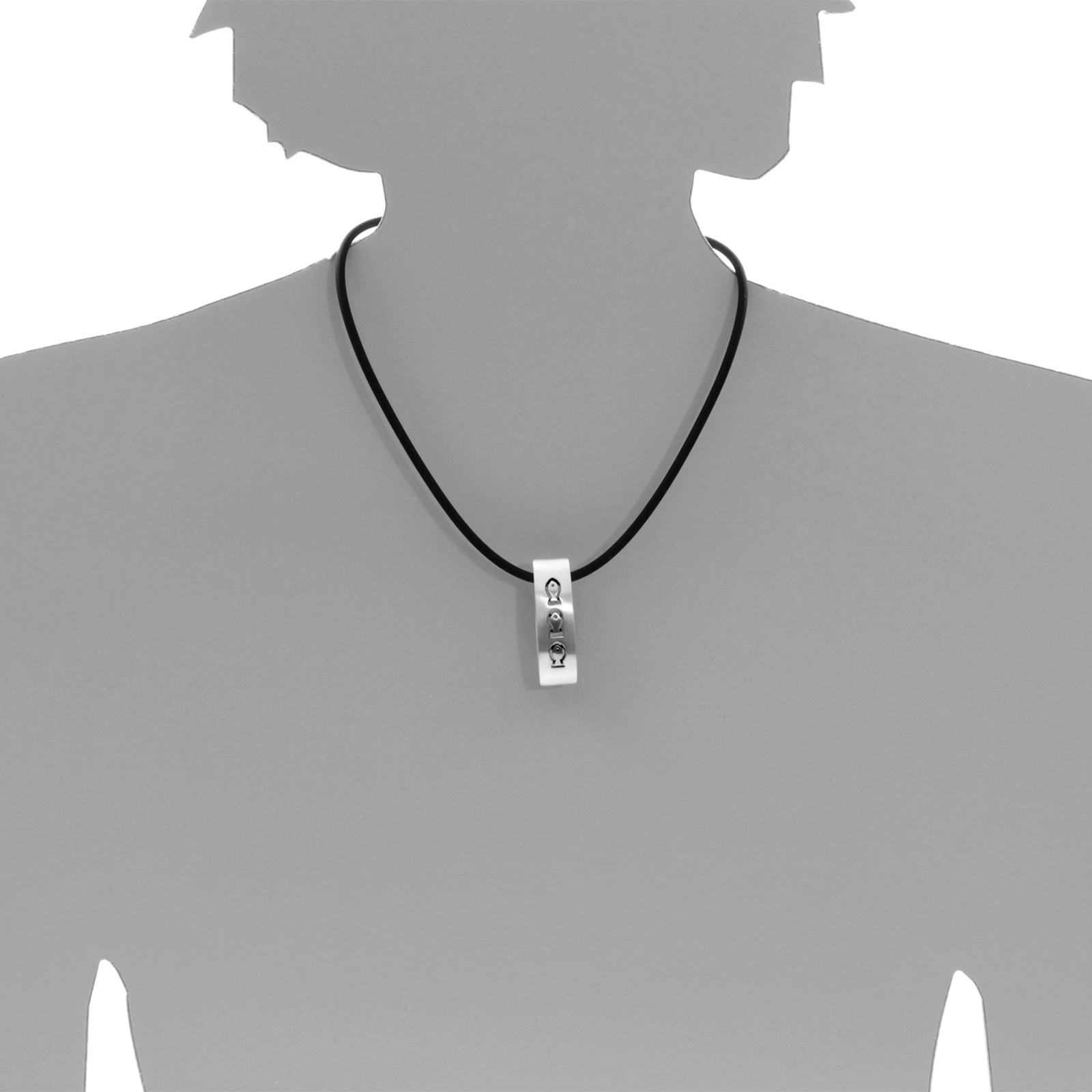 Ostsee-Schmuck Rubber Necklace Fish Pendant Silver 45cm 3