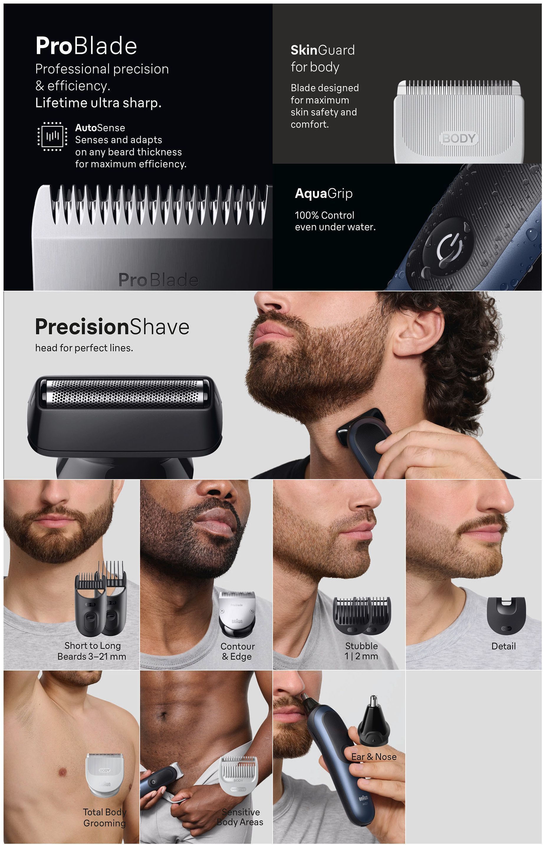 Braun Haarschneider »Braun All-in-One Series 7, 11-in-1 Groomingset«, 120 Min Akku, SkinGuard-Technologie, AquaGrip für Unterwassernutzung