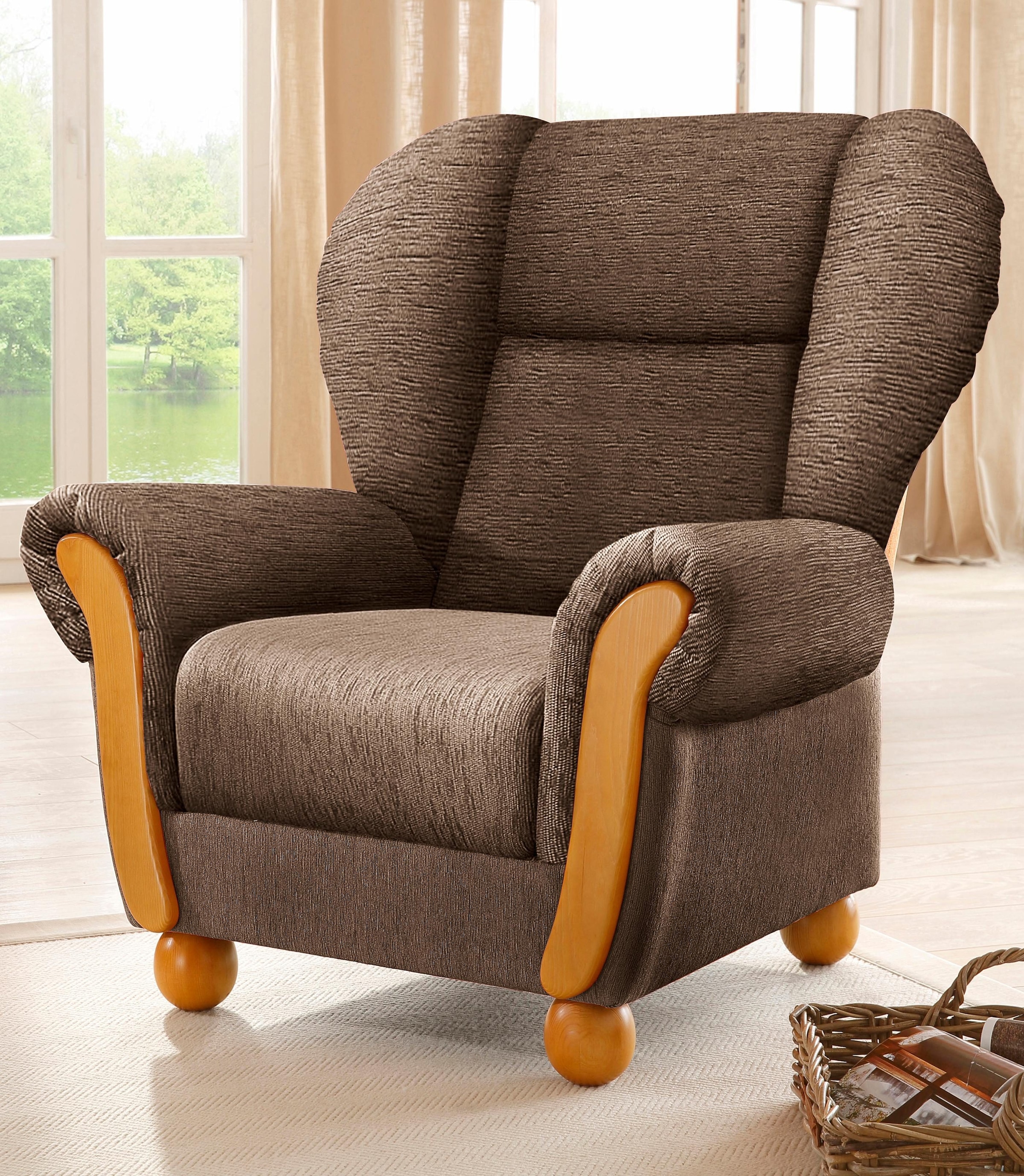 Home affaire Sessel "Milano, bequemer Ohrensessel im Landhaus-Stil, Breite 99cm" Hochlehnsessel