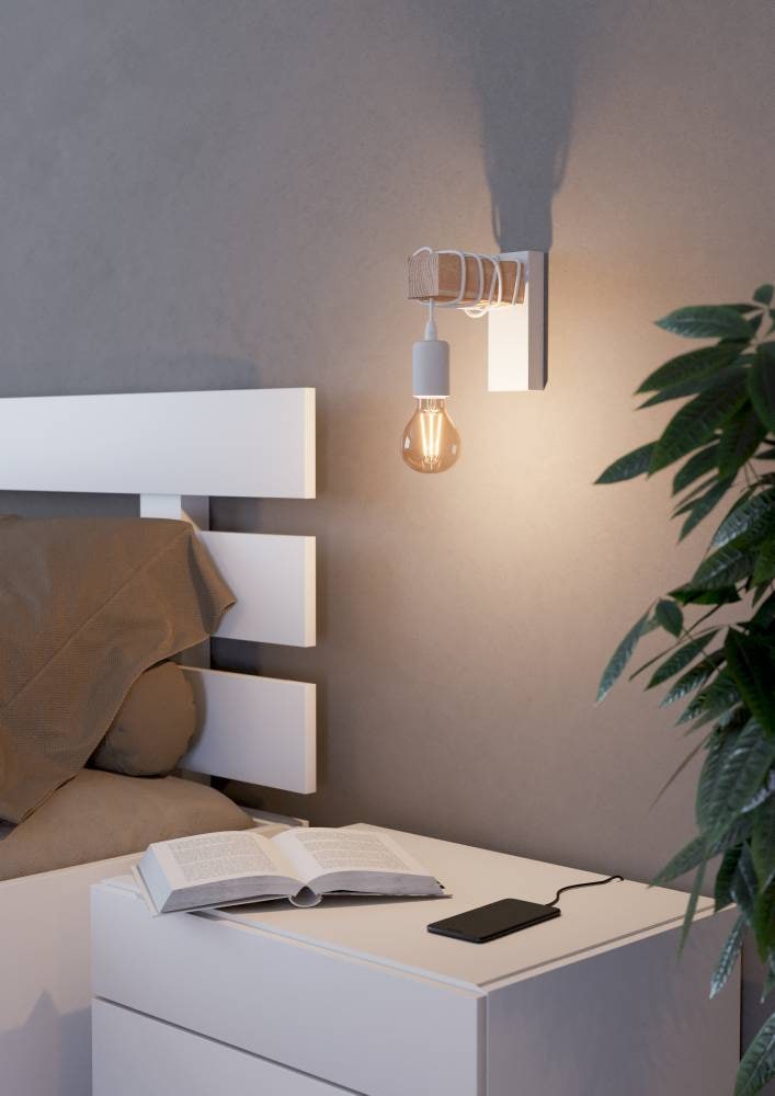 EGLO Wandleuchte »TOWNSHEND«, 1 flammig, Leuchtmittel E27 | ohne Leuchtmittel, Vintage Wandleuchte im Industrial Design, Retro Lampe, Stahl, Holz