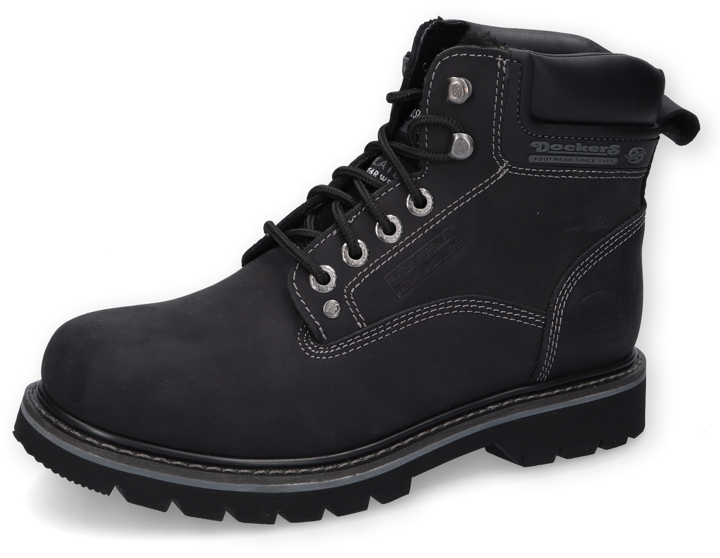 Herren Winterboots, DOCKERS BY GERLI, Gr. 49, schwarz, Leder, unifarben, Schuhe, Winterboots, Workerboots mit Profilsohle