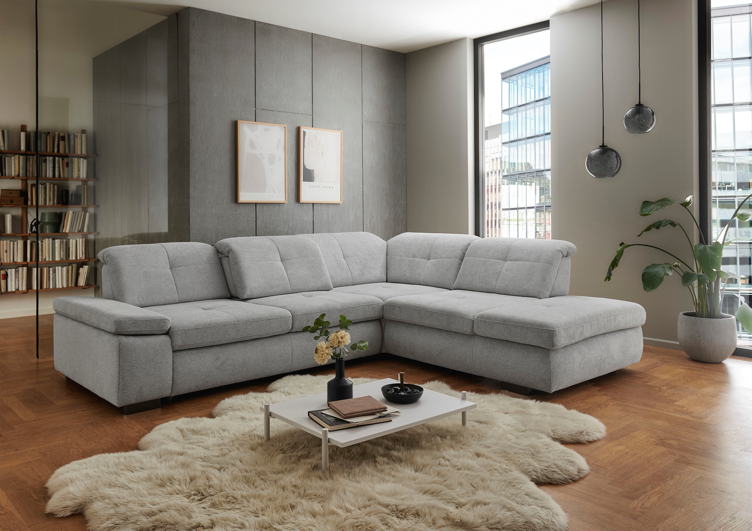Die PlanBar Ecksofa »MP-IN16012 L-Form mit Federkern-Polsterung« inkl. Sitztiefenverstellung, optional mit Funktionen,