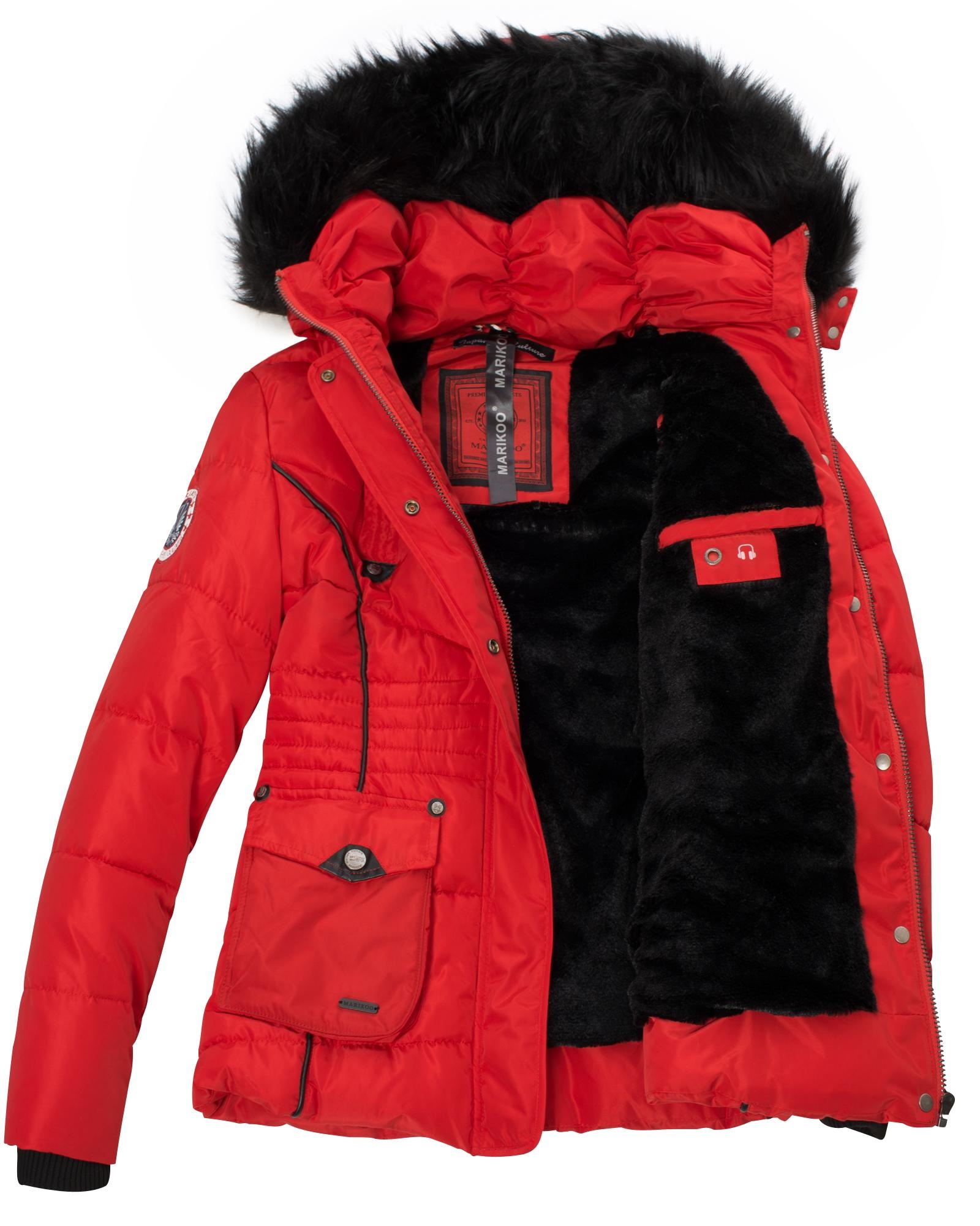 Marikoo Steppjacke »Vanilla«, mit Kapuze, edle Winterjacke m. Kunstfellkapuze