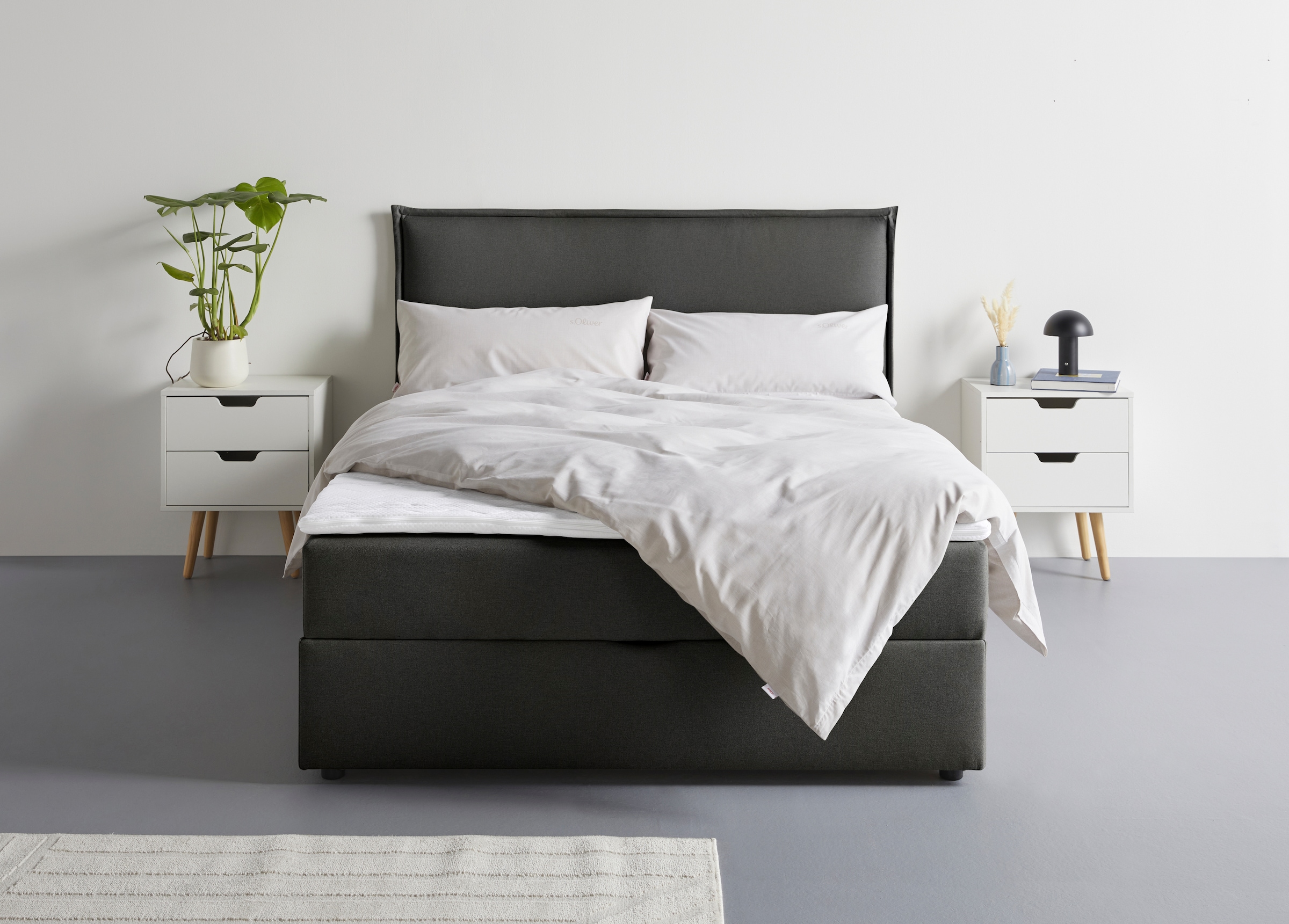 Boxbett S.OLIVER "Alissia inkl. Bettkasten und Topper- frei im Raum stellbar", graphit, B:158cm L:206cm, Komplettbetten, wahlweise mit Bonnell- oder TTFK-Matratze in H2, H3 o. H4 erhältlich 10