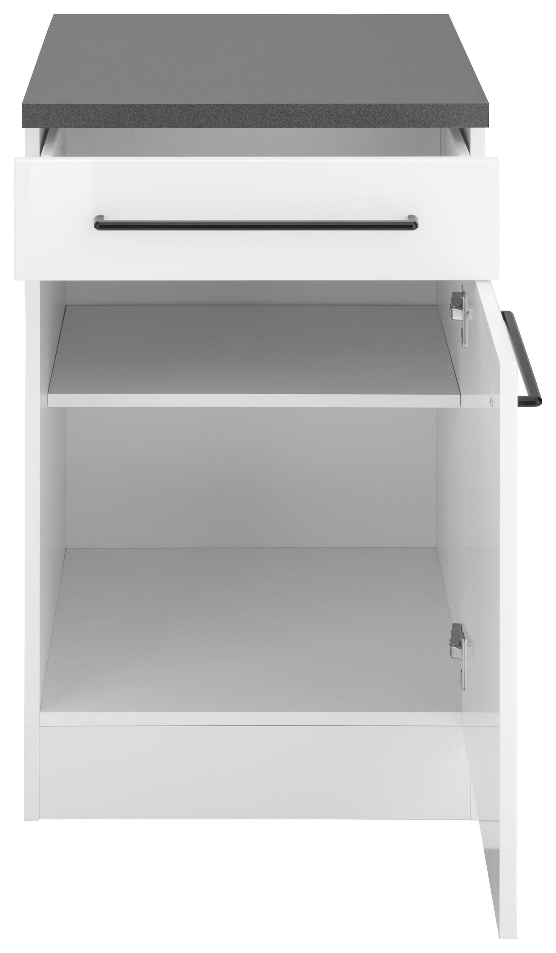 KOCHSTATION Unterschrank »KS-Tulsa«, 50 cm breit, 1 Tür, 1 Schubkasten, schwarzer Metallgriff, MDF Front