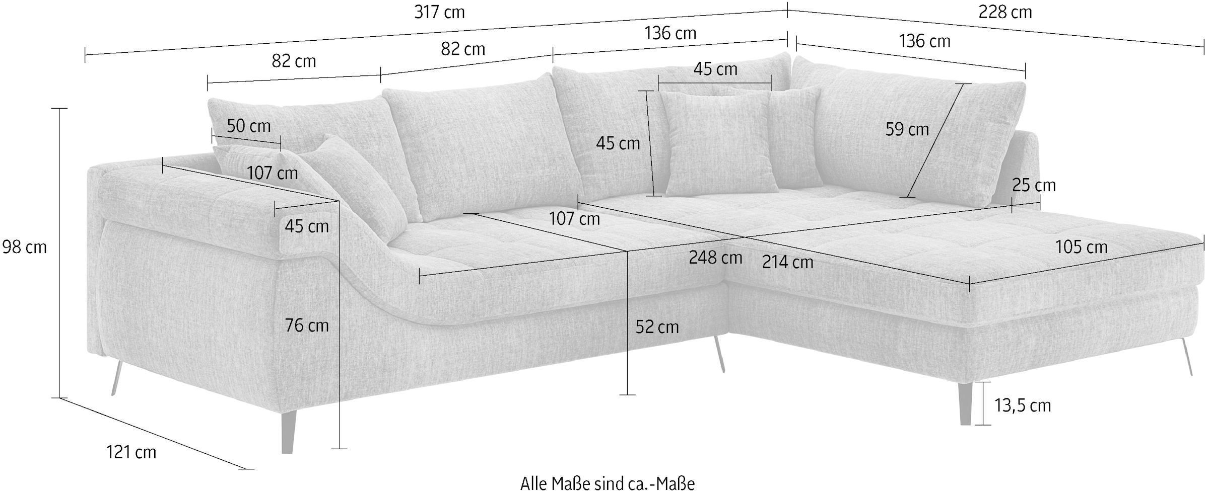 Mr. Couch Ecksofa »Portofino, L-Form«, Mit Kaltschaumpolsterung, bis 140 kg belastbar