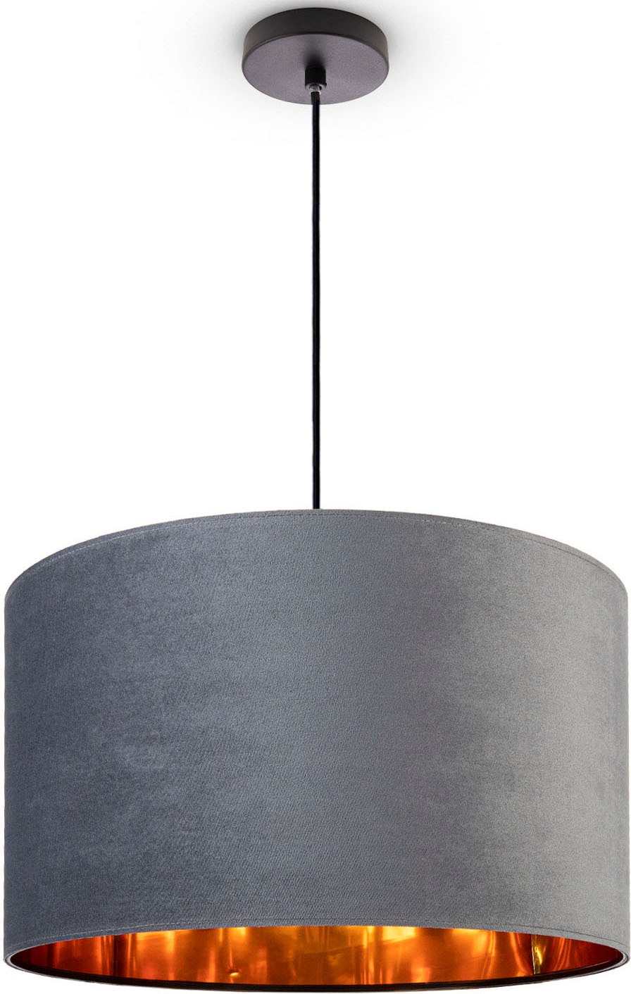 Paco Home Pendelleuchte »Hugo uni Color«, Leuchtmittel E27 | ohne Leuchtmittel, Wohnzimmer Lampenschirm aus Velour Unifarben Deko E27 Kabel 1,5m