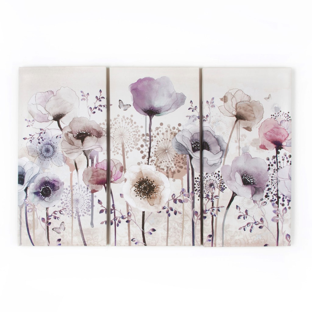 Art for the home Leinwandbild »Classic Poppy«, Blumen, (Set, 3 St.)