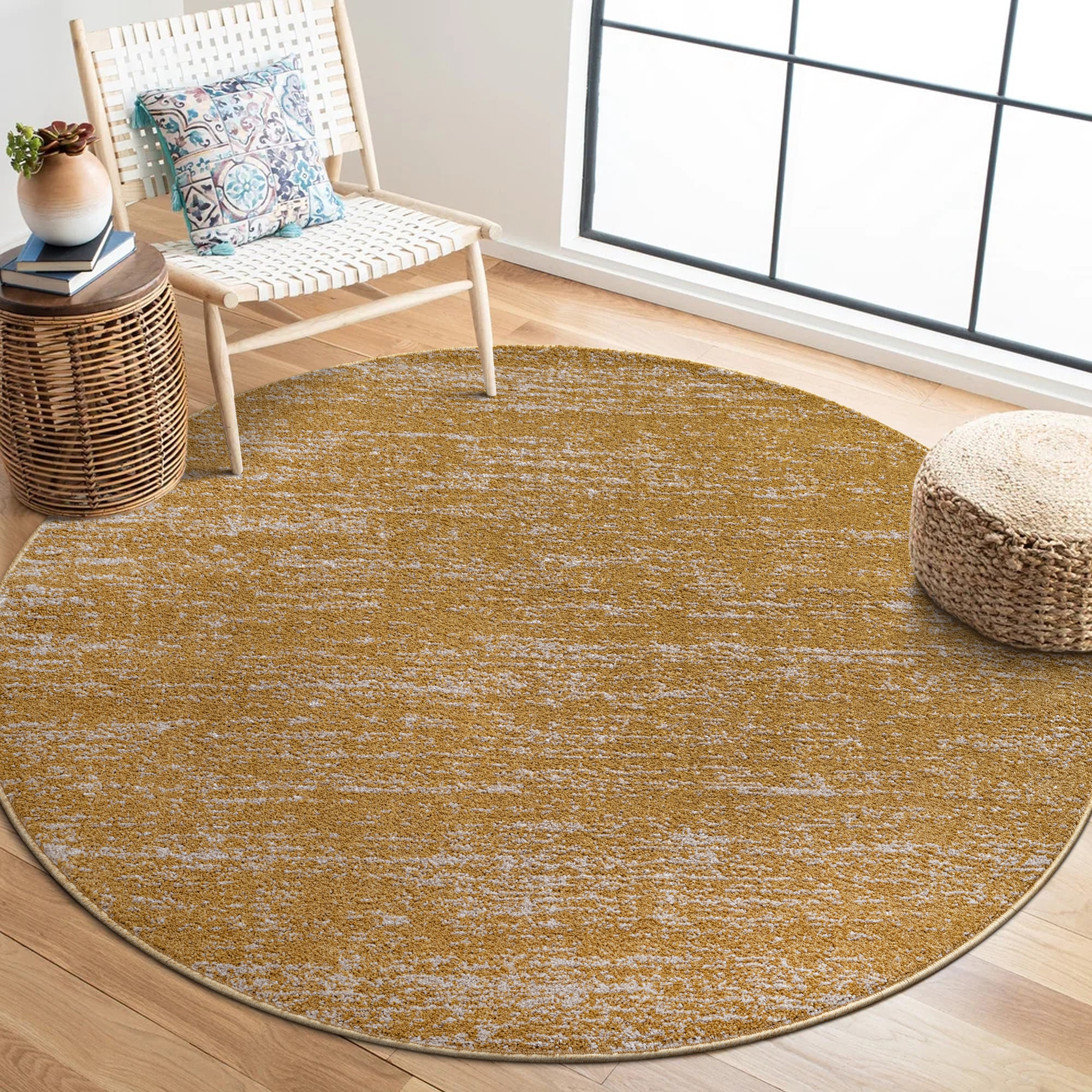 Sanat Teppich "Oslo, auch als Läufer und in Rund" rund 10 mm Höhe meliert robuster Kurzflor, Wohnzimmer, Schlafzimmer, auch als Läufer