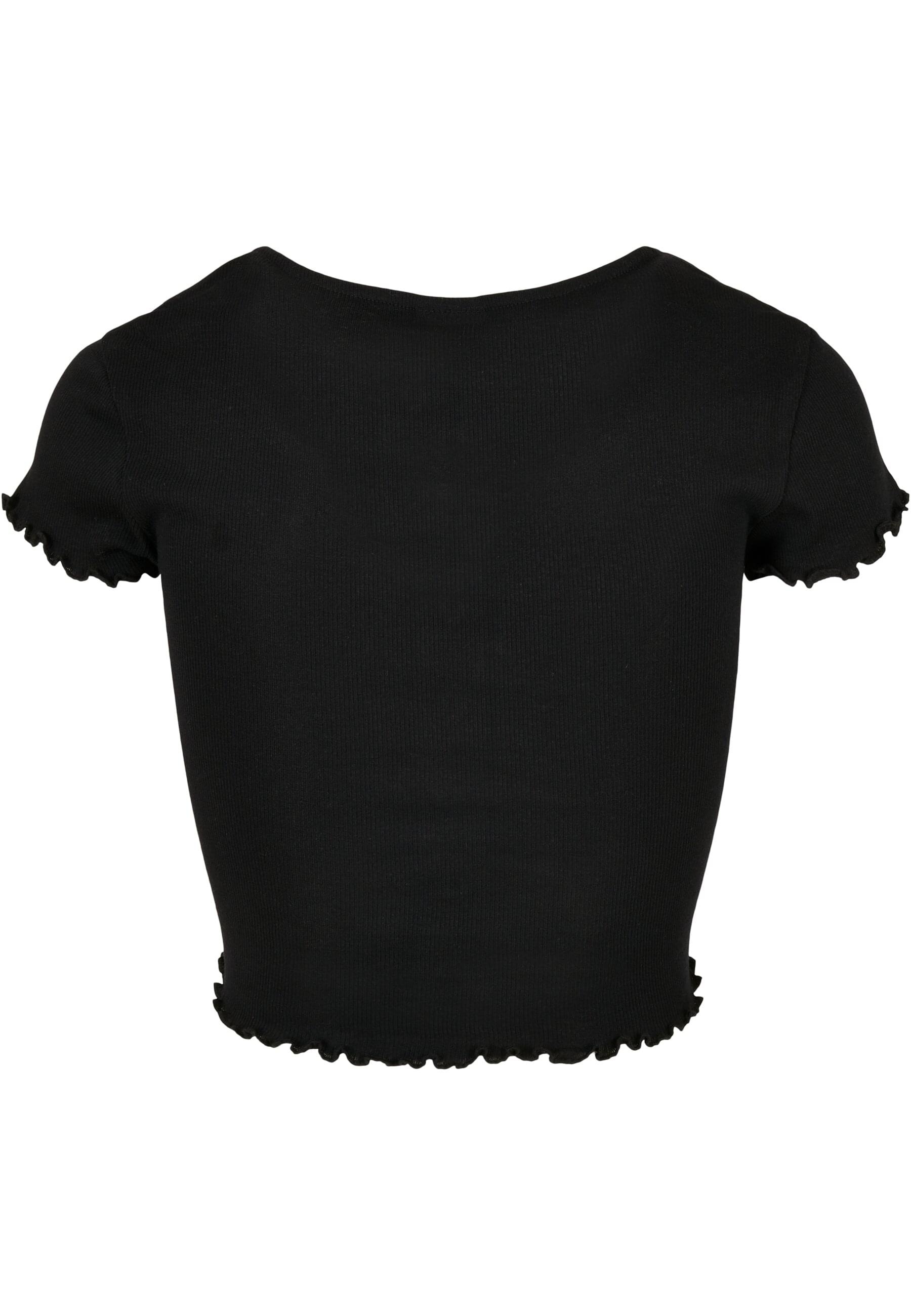 URBAN CLASSICS Kurzarmshirt »Urban Classics Damen Ladies Cropped Button Up Rib Tee«, (1 tlg.)