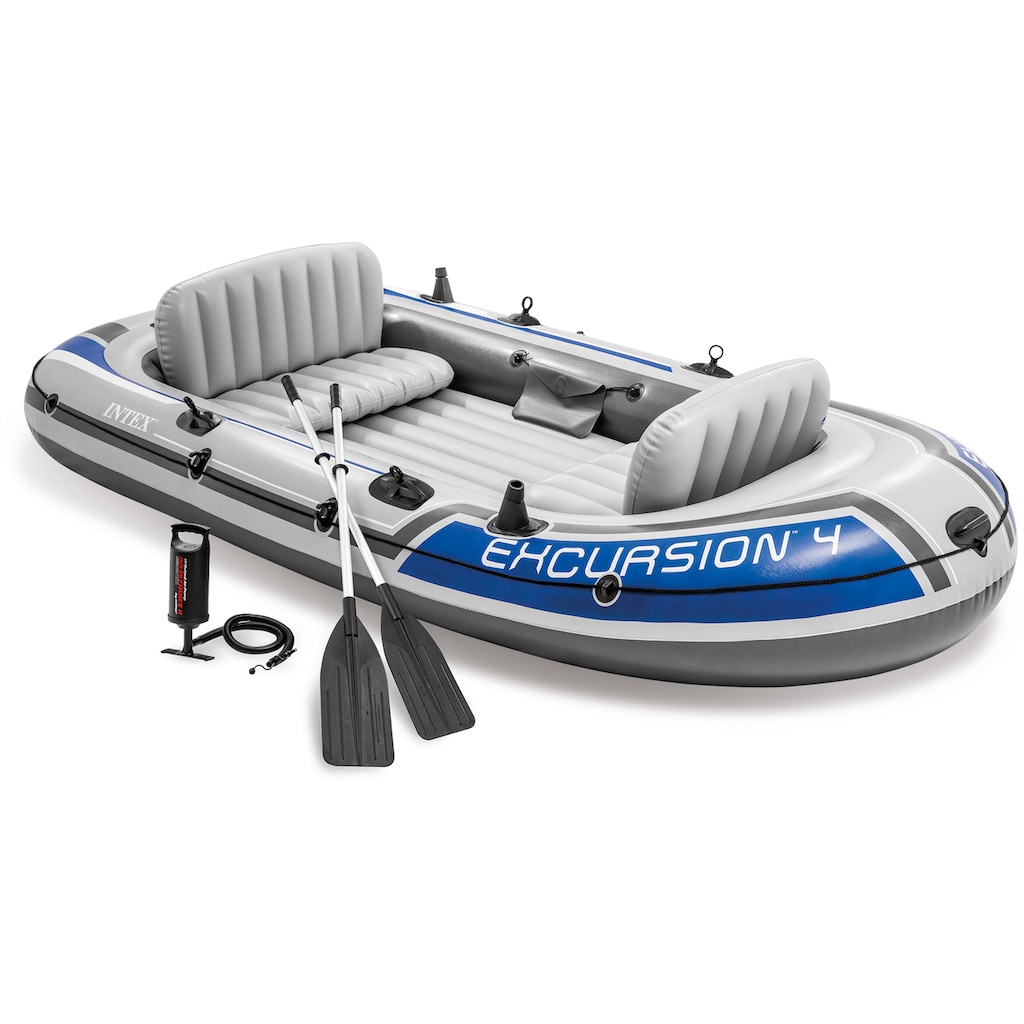 Intex Schlauchboot »Excursion 4«, (Set, mit 2 Paddeln und Luftpumpe)