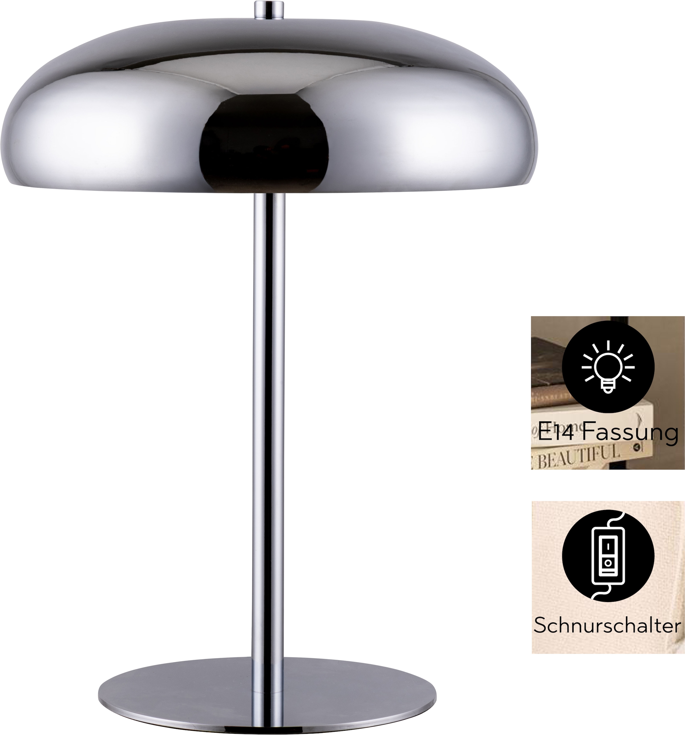 OTTO home Tischleuchte »Jessee« E14 1 Stk. blendfreies Licht - ideal als Deko- oder Nachttischleuchte