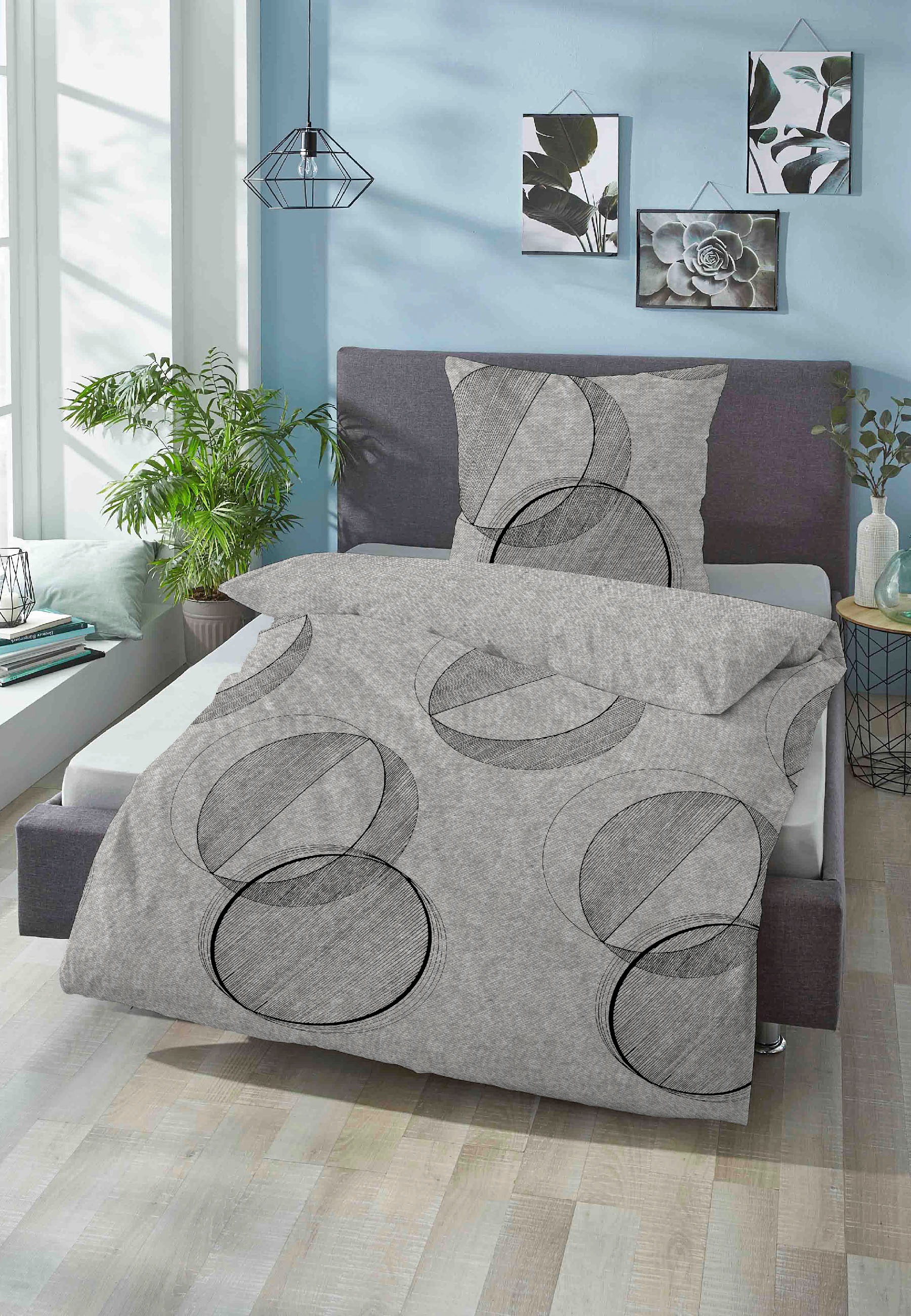 Biberna Bettwäsche "Circle" 2 Stk. tlg. kuschelig warm, weich, Melange, 100 günstig online kaufen