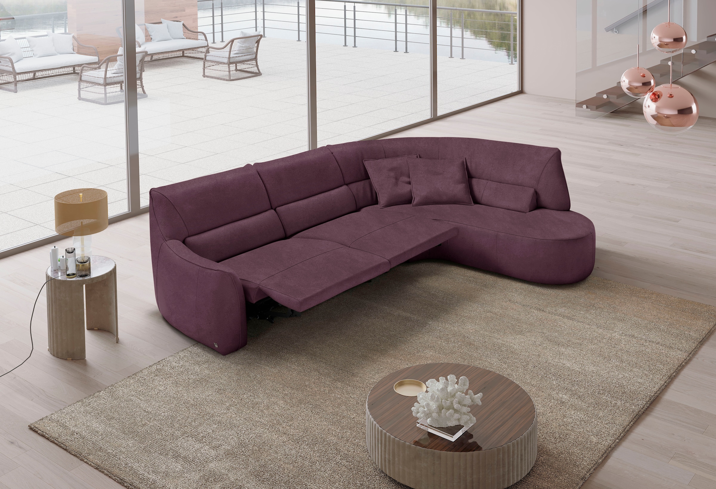 Thumbnail - Egoitaliano Ecksofa "Puffy, extravagant & edel, Retro Designsofa, hoher Sitzkomfort, L-Form" mit Ottomane, wahlweise mit...