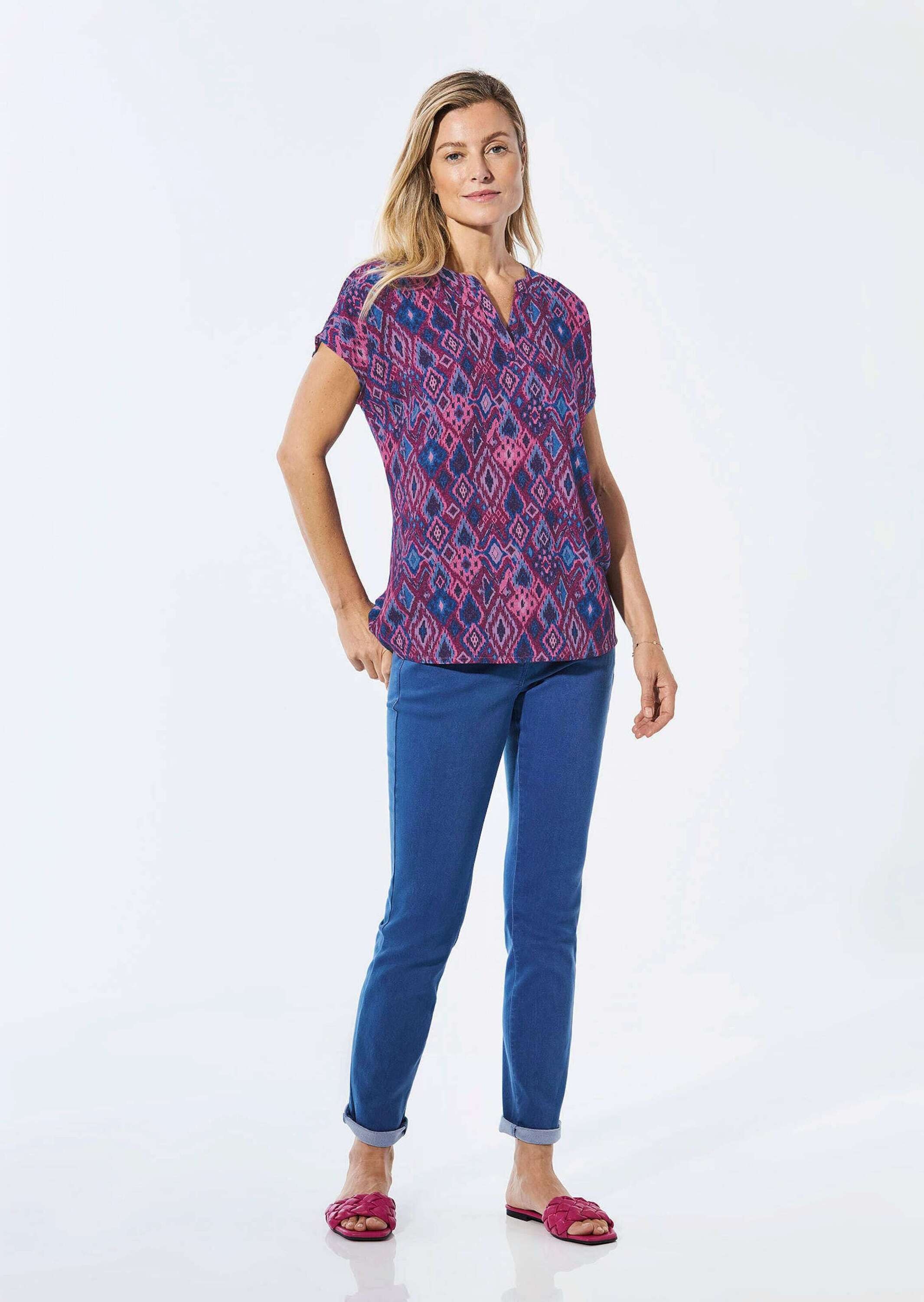 GOLDNER Schlupfbluse "Kurzgröße Bluse mit Tunika Ausschnitt" günstig online kaufen