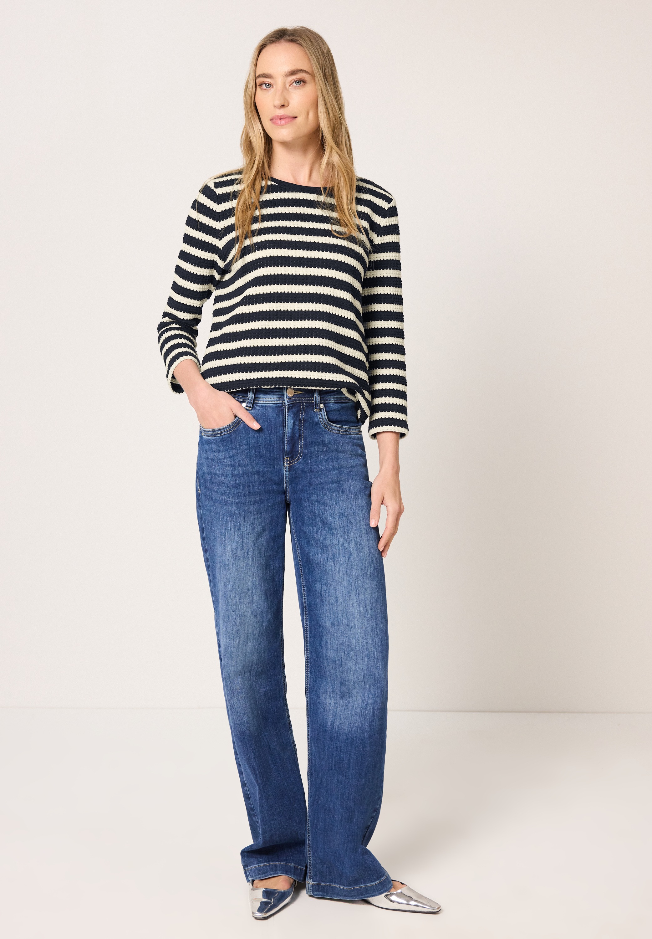 STREET ONE 3/4-Arm-Shirt mit U-Boot-Ausschnitt