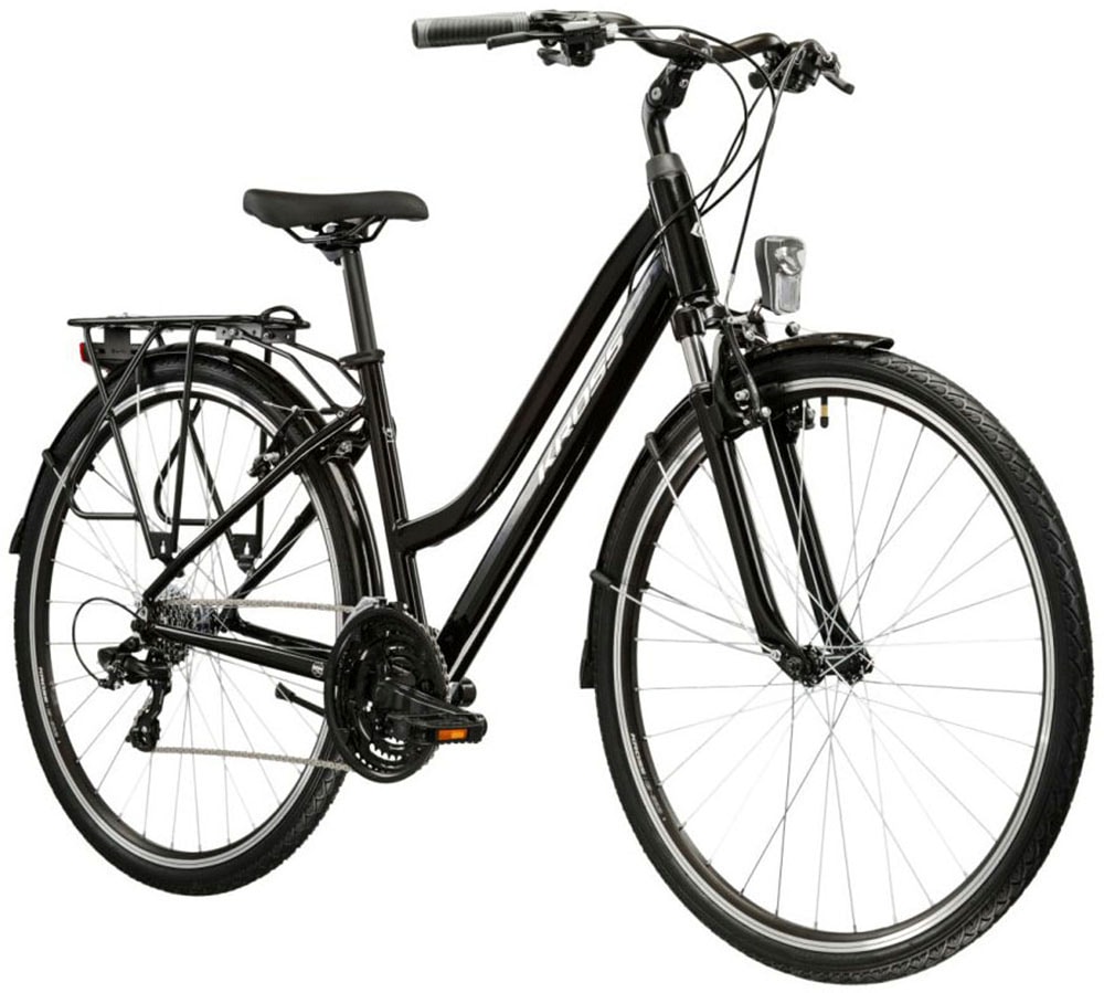 Kross Trekkingrad »Damen-Trekkingrad 28" Trans 1.0 Schwarz 21 Gänge« 21 Gang Shimano TOURNEY TY300 Schaltwerk Kettenschaltung