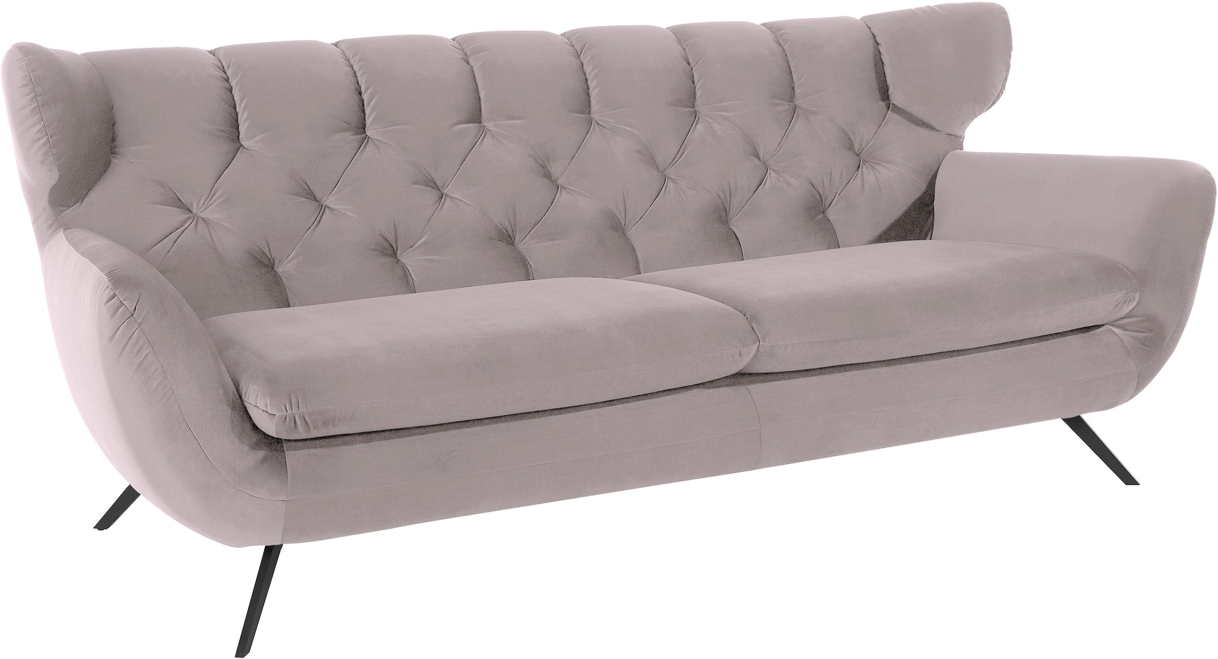 3C Candy 3-Sitzer "Beatrice, extravagantes Megasofa, bequem, Küchensofa, Breite 225cm" mit Rückensteppung im Rautenmuster, Samt Optik, auch in Fellimitat
