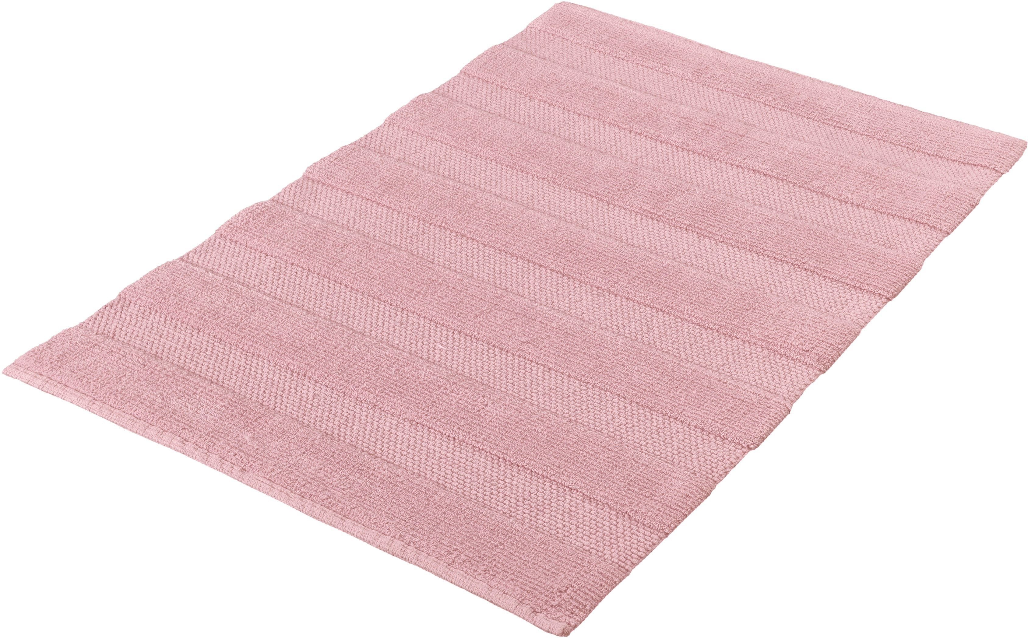 Kleine Wolke Badematte "Tikka, Badvorleger, Badezimmer Teppich" Höhe 5 mm rutschhemmend beschichtet fußbodenheizungsgeeignet Badteppich, Uni-Farben, gestreift, Hoch-Tief Effekt, reine Baumwolle