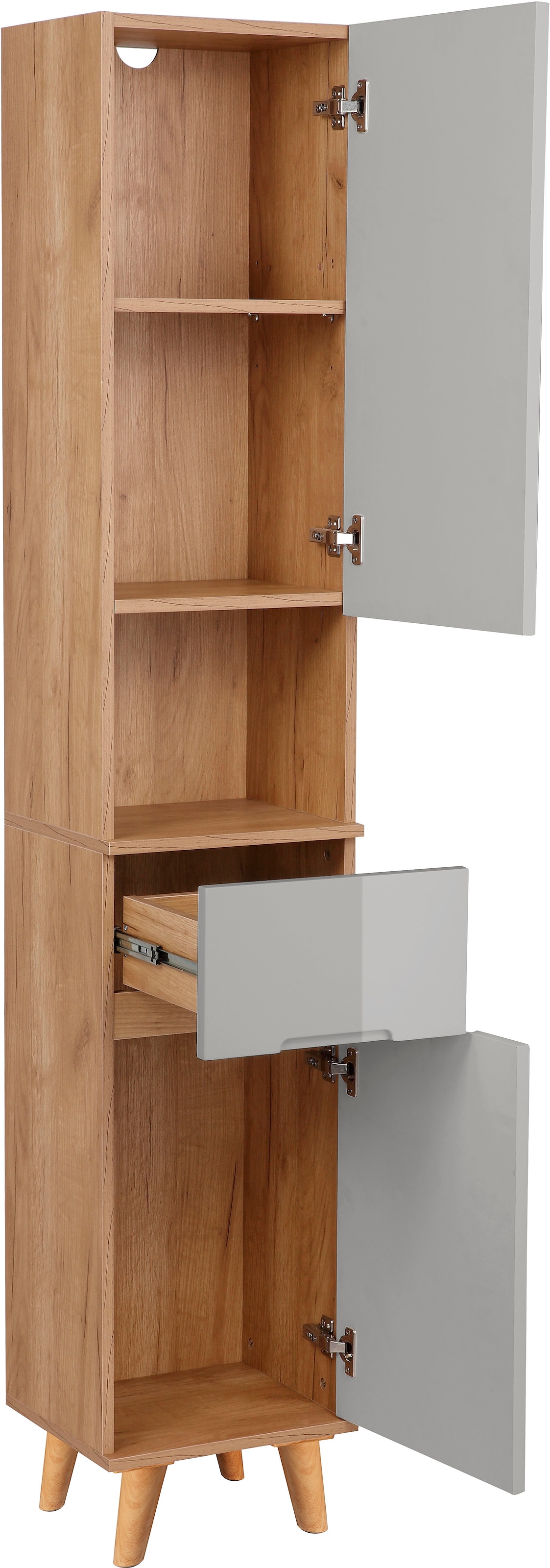 viel andas Hochschrank »Lund Stauraum«, mit Badschrank Schublade, Türen Design 35cm Badmöbel, 2 | BAUR und skandinavisches 1 Breite