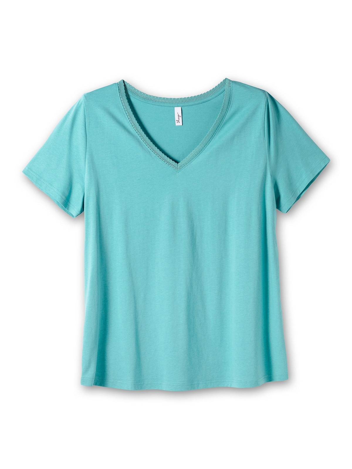 Sheego T-Shirt »Große Größen«, am bestellen V-Ausschnitt für mit Spitze BAUR dezenter 