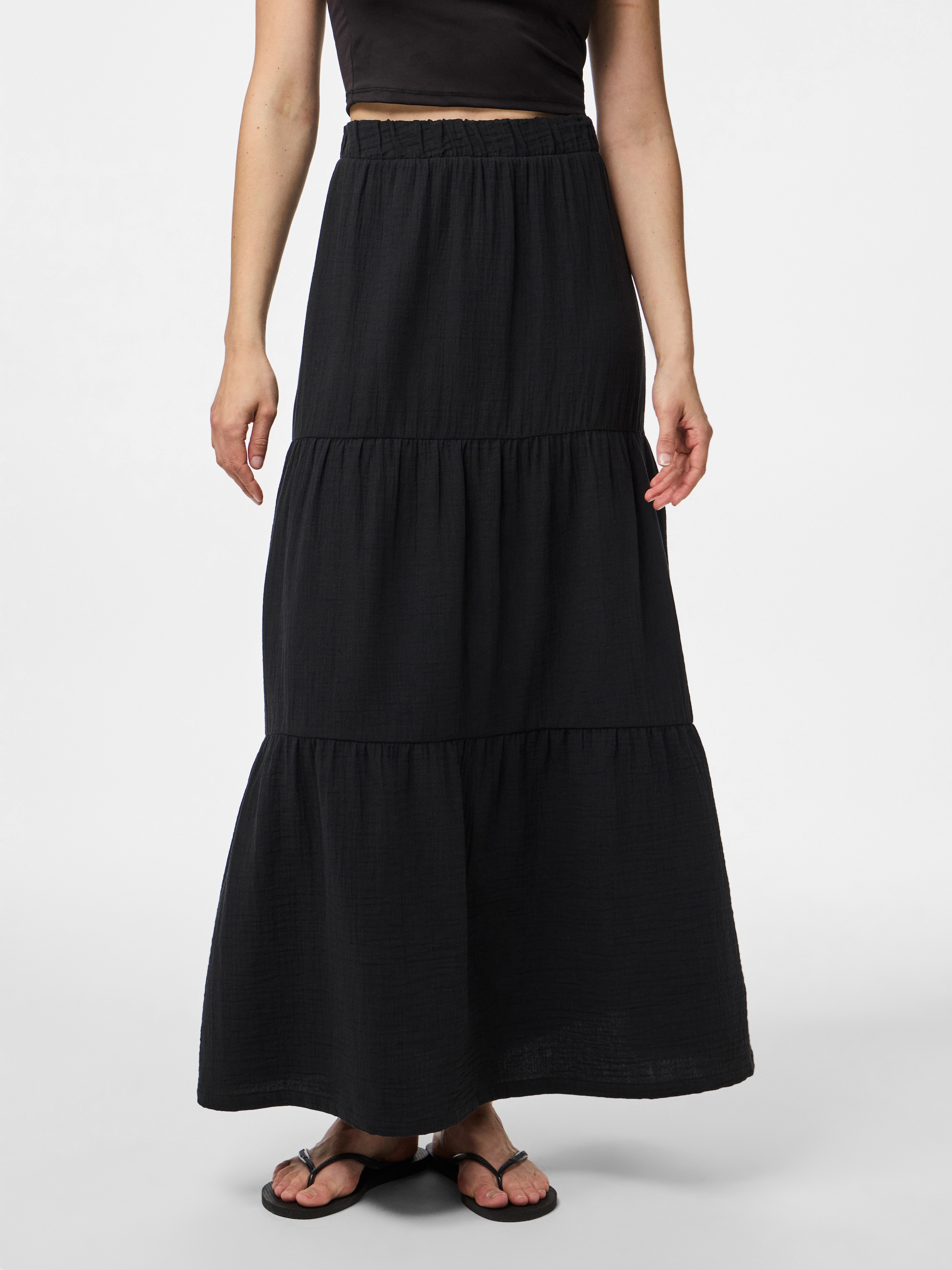 pieces Maxirock "PCSIKKA HW MAXI SKIRT WVN NOOS" mit Stufen günstig online kaufen