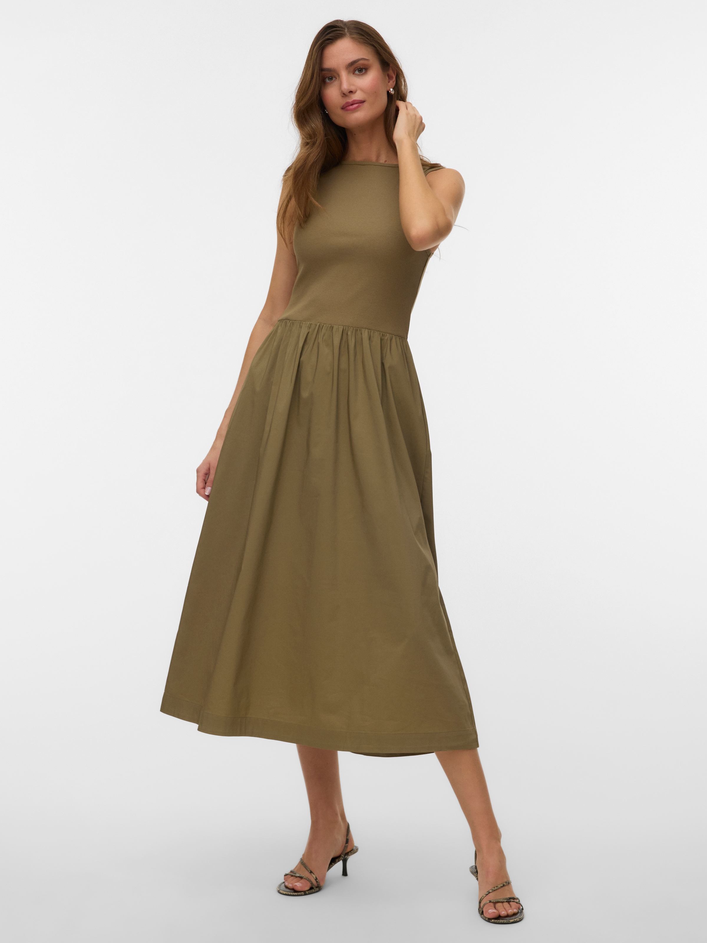 Vero Moda Maxikleid »VMVIDA SL 7/8 DRESS WVN NOOS« Baumwollmischung