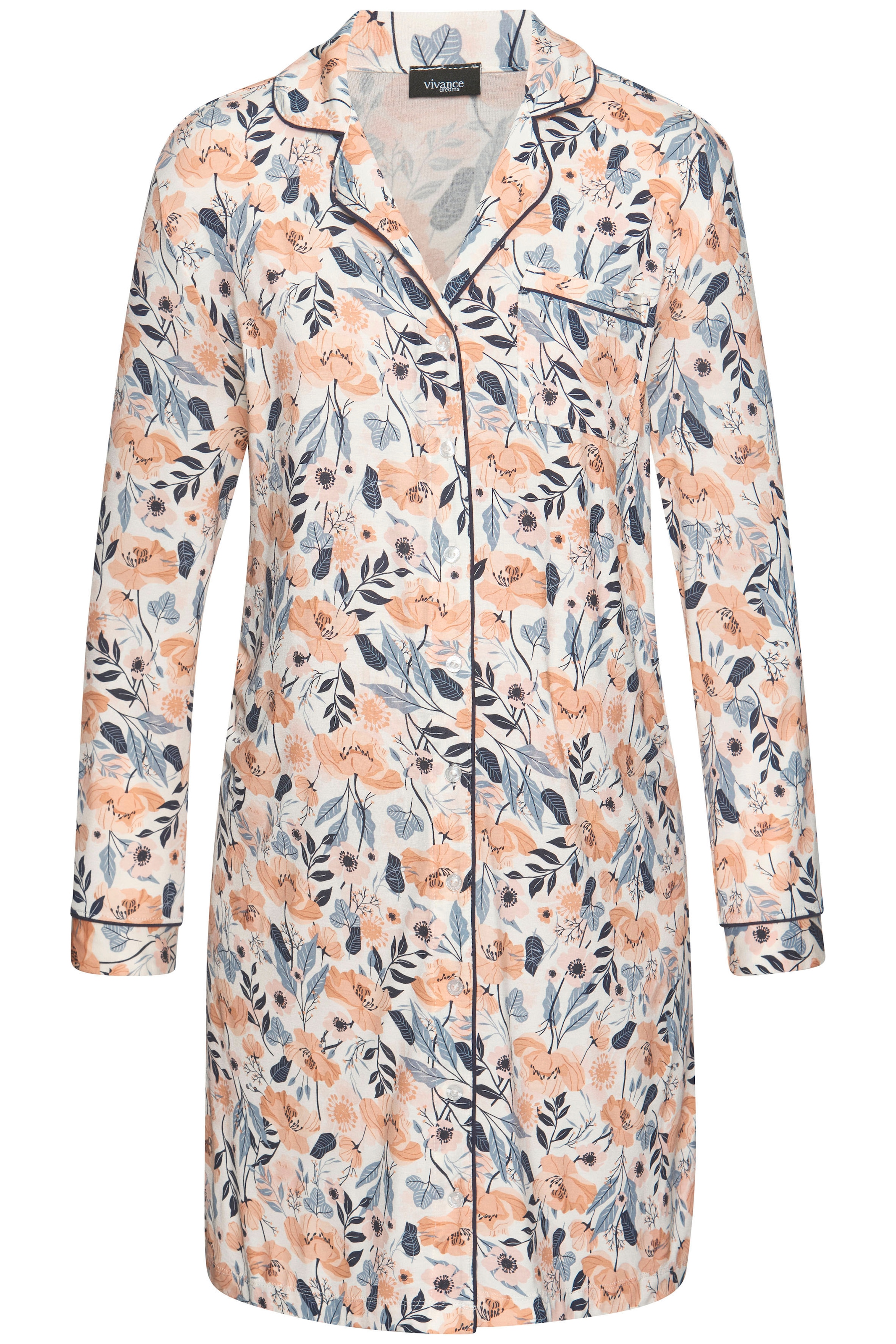 Vivance Dreams Umstandsnachthemd aufgesetzte Tasche Schöner Allover-Print günstig online kaufen