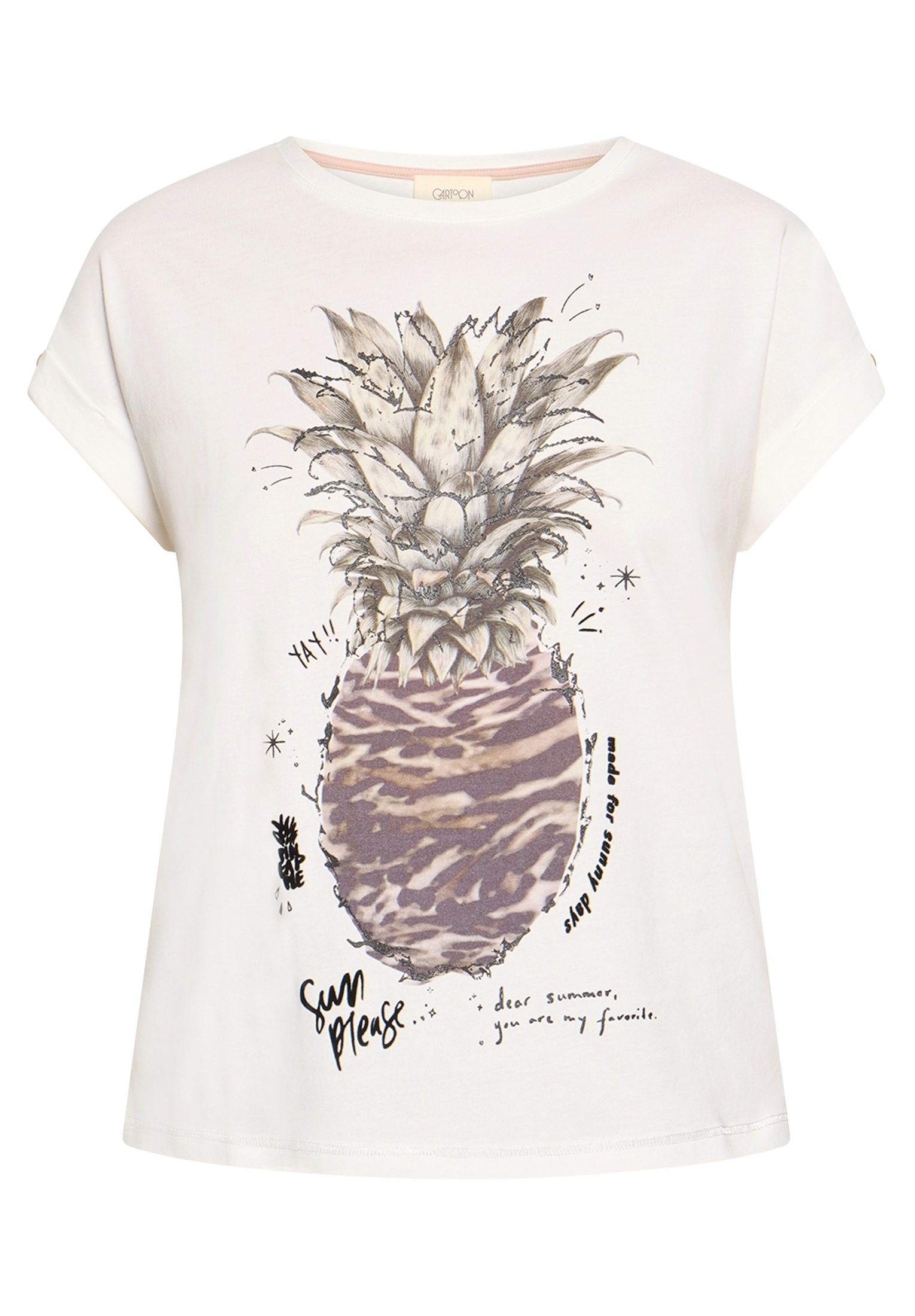 Cartoon Kurzarmshirt »Damen mit Ärmelaufschlag« 1