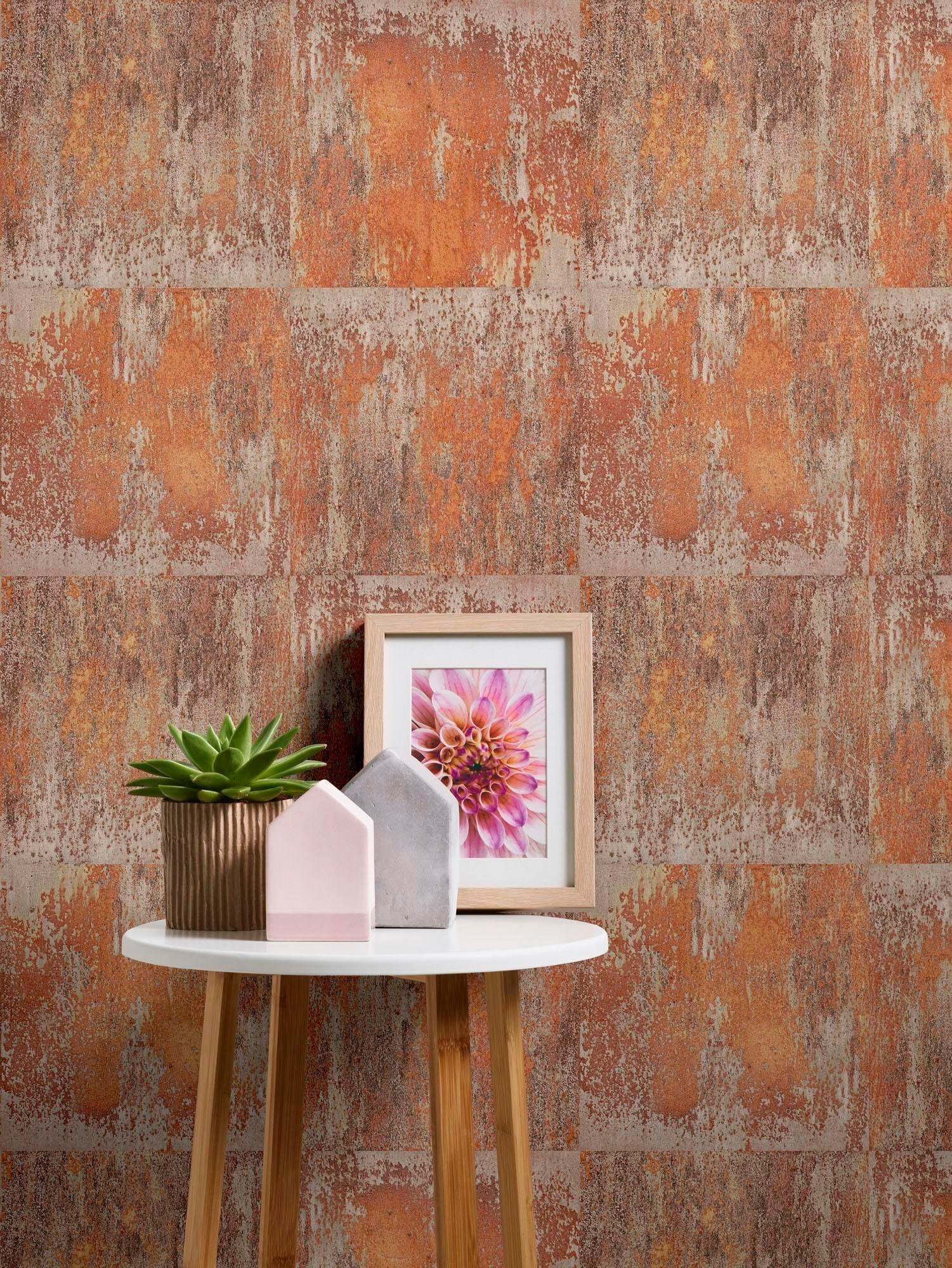 living walls Vliestapete »Materials«, Rost-Optik-Metall-Effekte-abstrakt, Tapete Rostoptik Metallic Tapeten Wohnzimmer Schlafzimmer Küche Flur