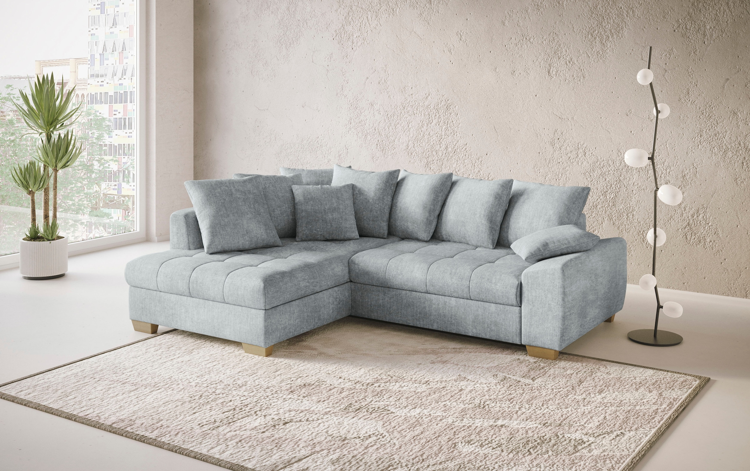 Mr. Couch Ecksofa »Nikita II, L-Form«, Wahlweise mit Bettfunktion, Bettkasten & RGB-LED-Beleuchtung