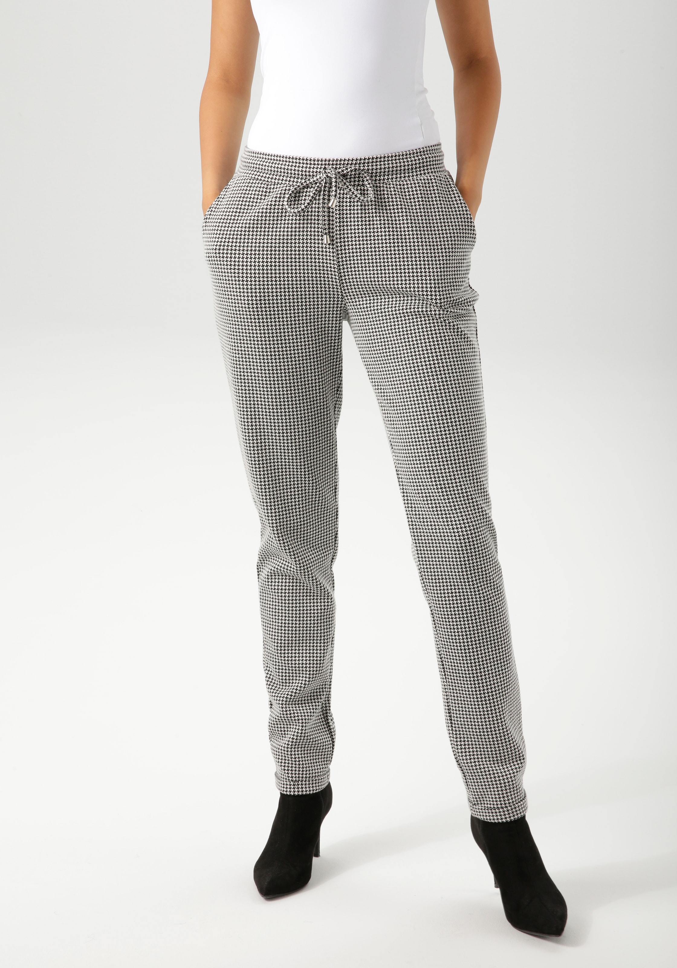 Aniston CASUAL Schlupfhose, mit trendigem Hahnentritt-Muster - NEUE KOLLEKT günstig online kaufen