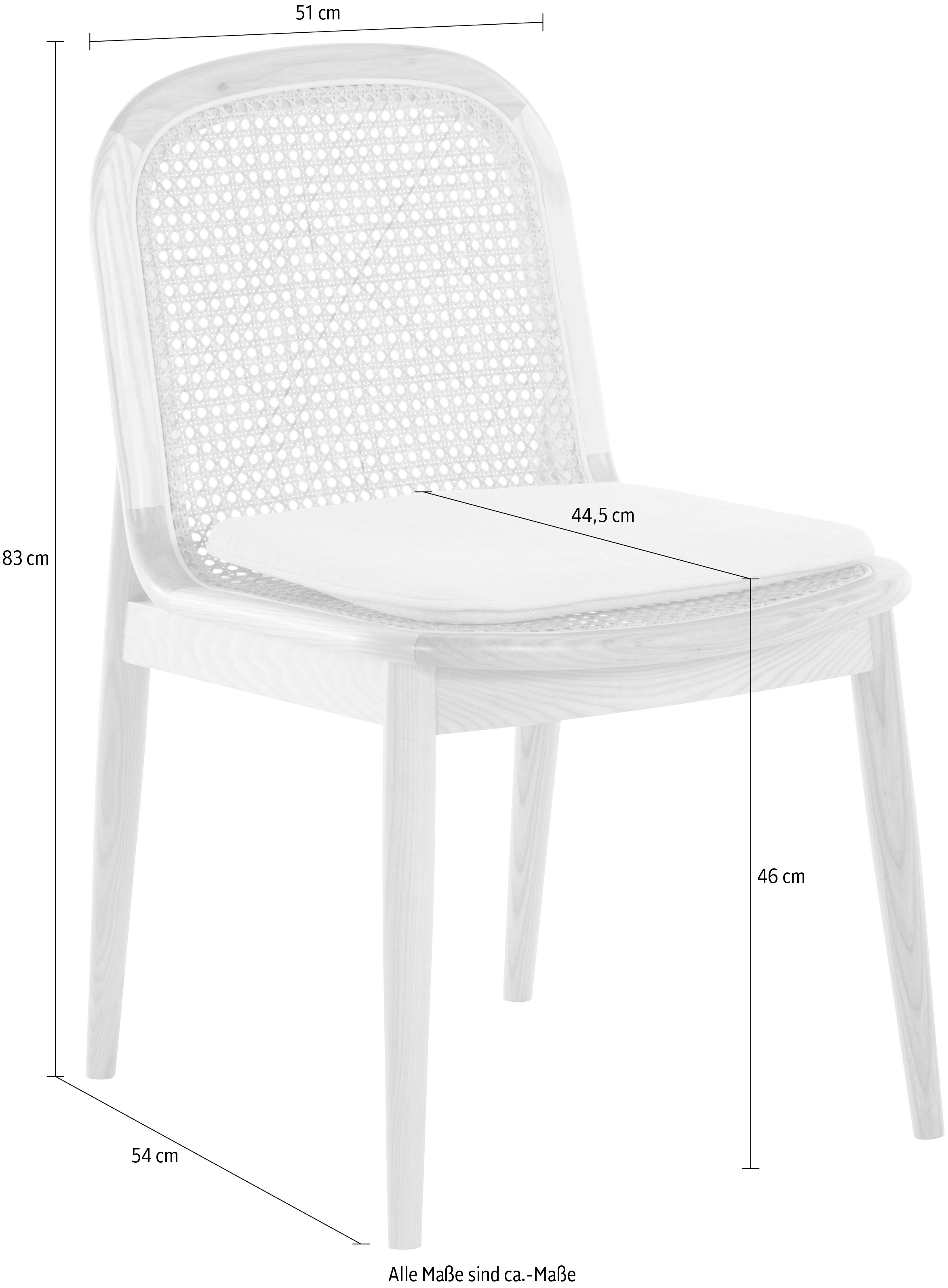 LeGer Home by Lena Gercke Esszimmerstuhl »214LINASTUHL«, (Set), Polsterstuhl mit Rahmen und Beinen aus massivem Eschenholz