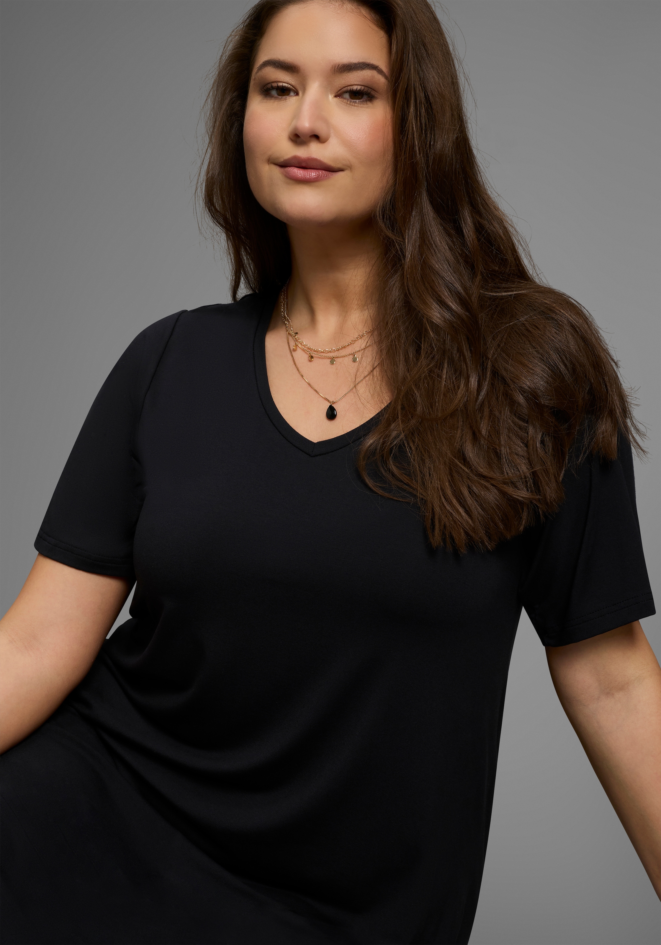 Laura Scott CURVE Jerseykleid, in leicht ausgestellter, fließender Wickelform - GROSSE GRÖSSE