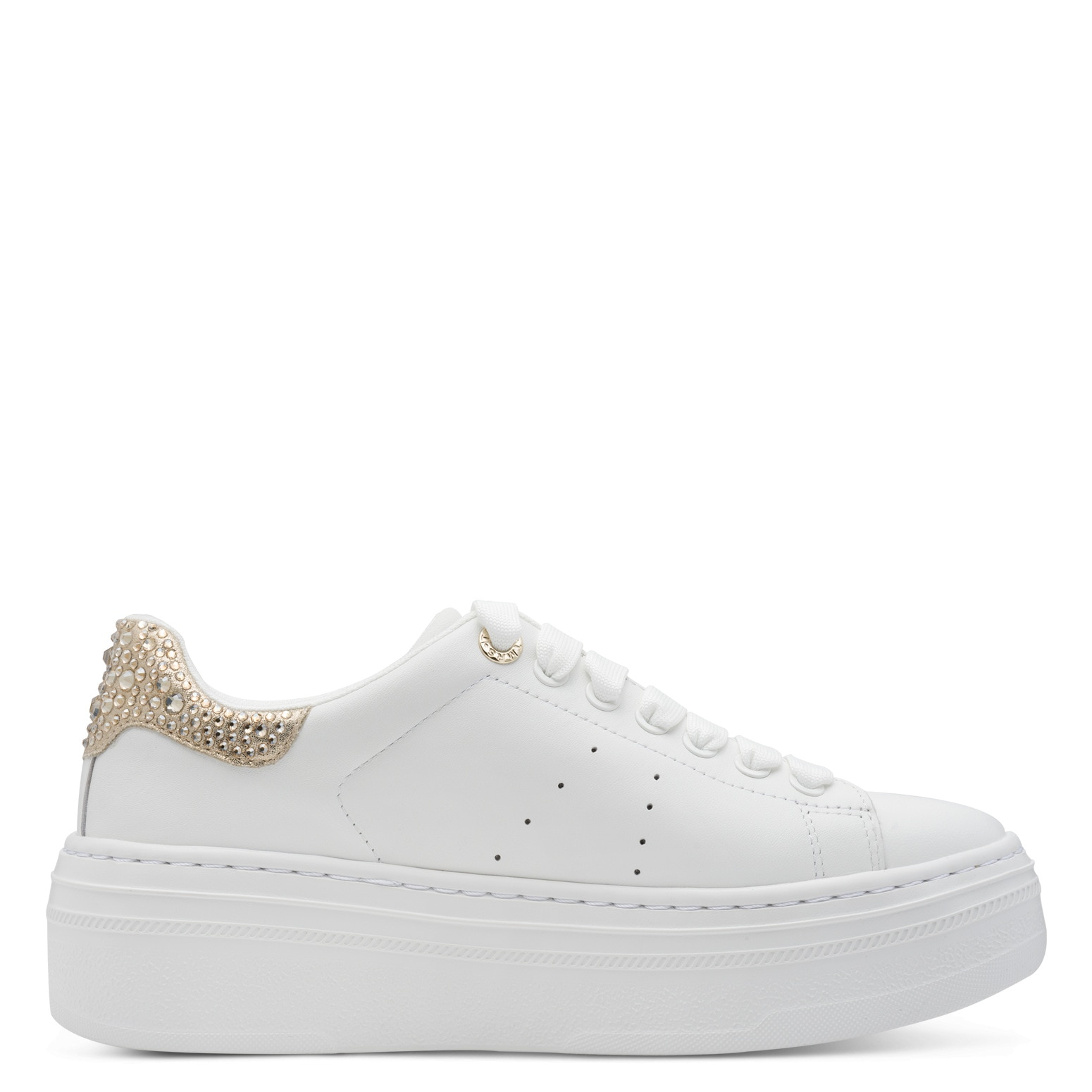 Tamaris Plateausneaker, Schnürschuh, Halbschuh mit auffälligen Schmucksteinen an der Ferse