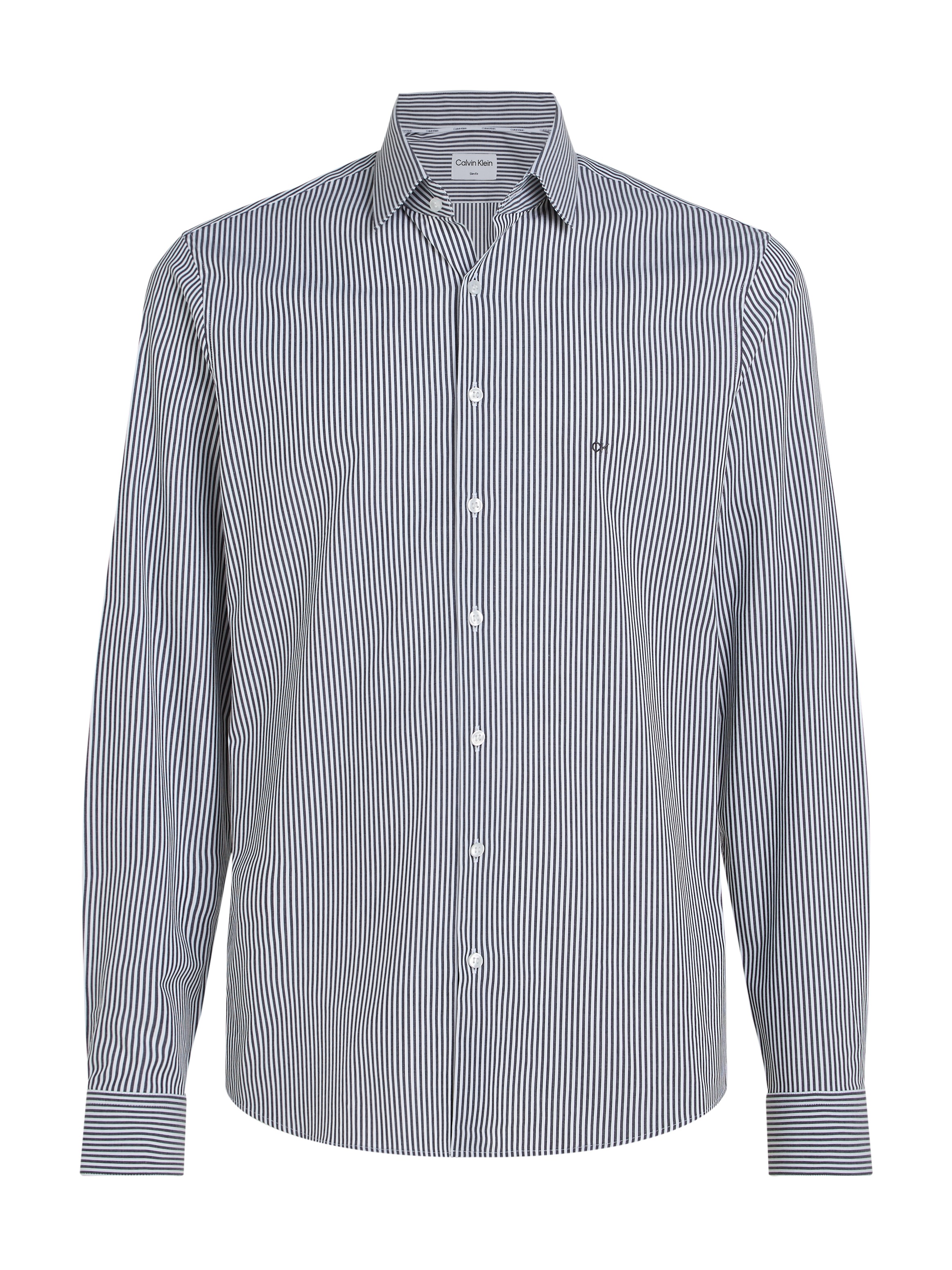 Calvin Klein Langarmhemd »POPLIN STRIPE SLIM SHIRT« mit Logoprägung