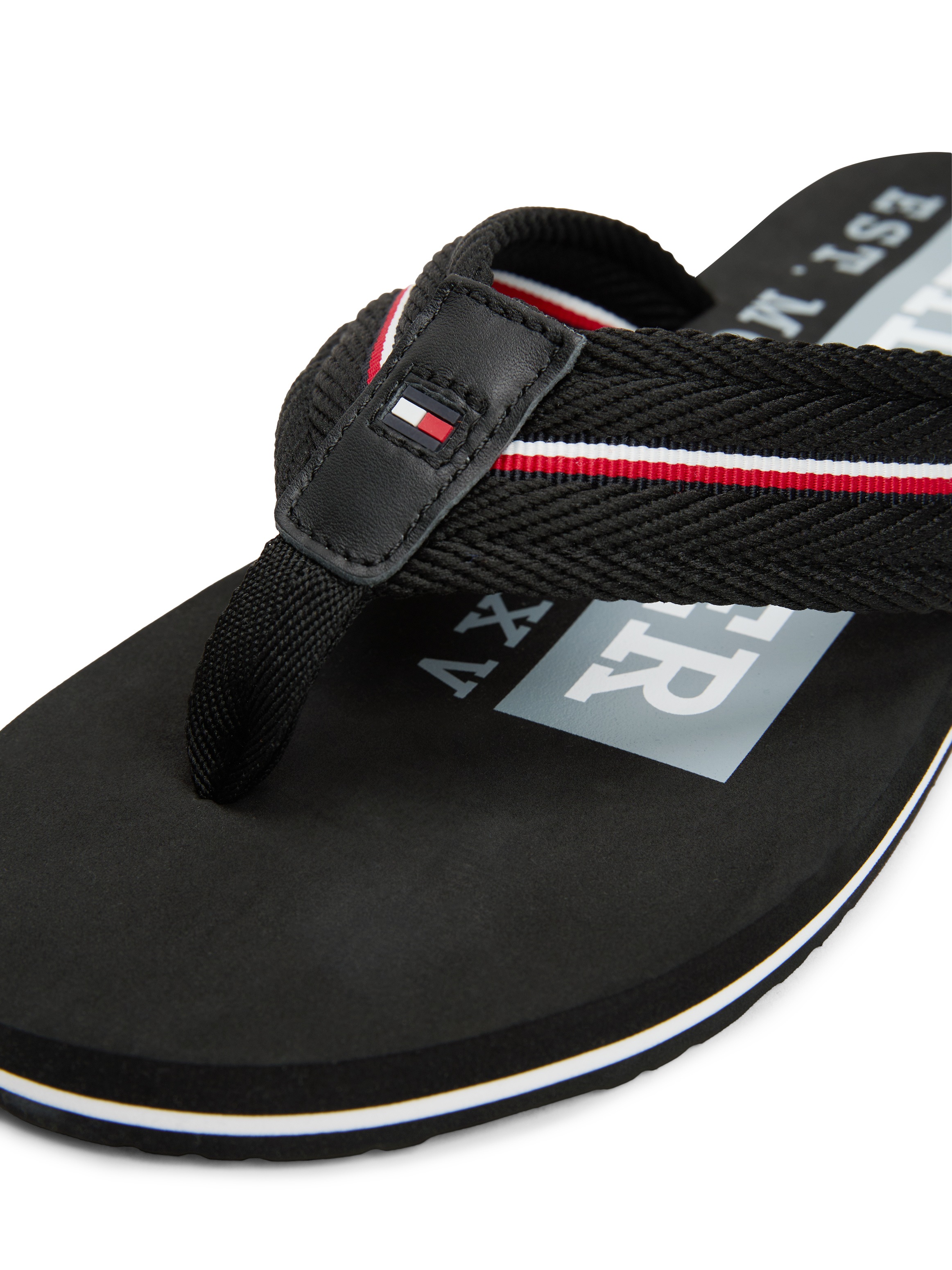 Thumbnail - Tommy Hilfiger Zehentrenner "CORPORATE HILFIGER BEACH SANDAL", Sommerschuh, Flats, Bequemschuh mit Streifen