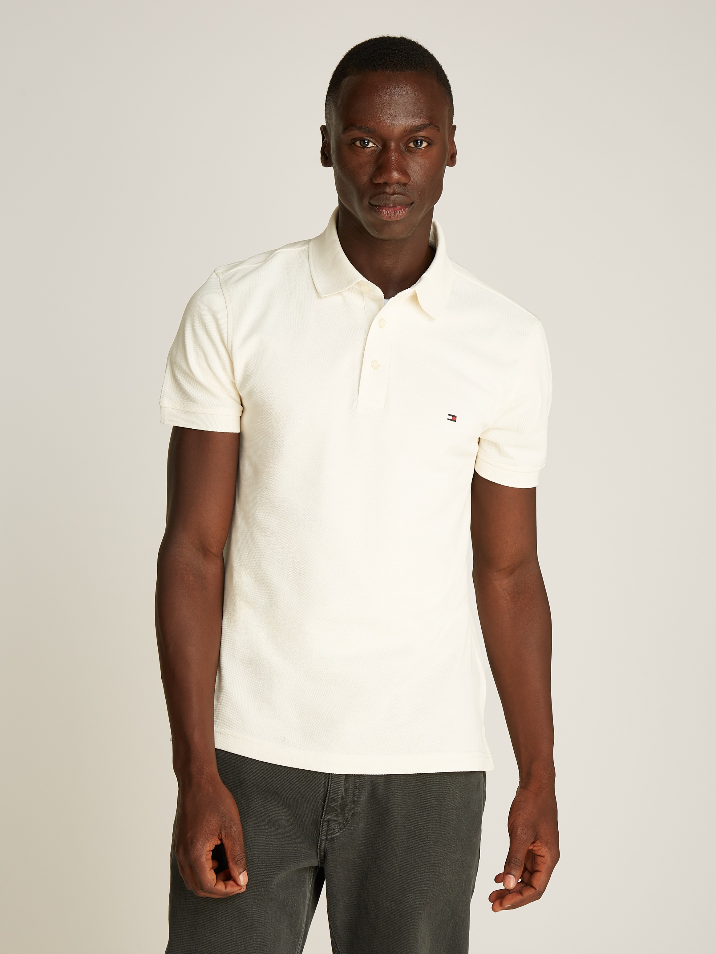 Tommy Hilfiger "1985 SLIM POLO mit Piqué-Struktur und Stickerei" meliert, c günstig online kaufen