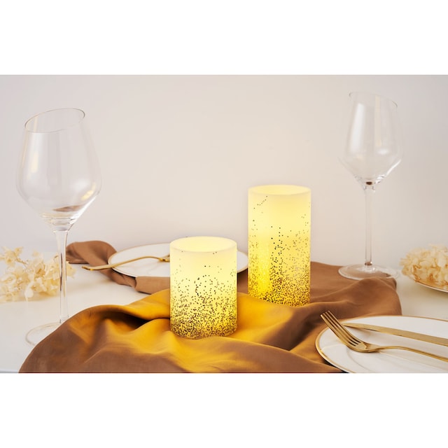 Pauleen LED-Kerze »Golden Glitter«, Wachskerze, Timer, elfenbein/Glitzer  gold bestellen | BAUR