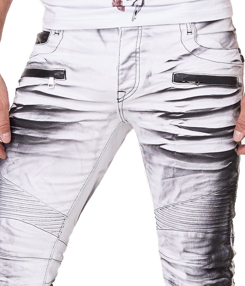 KINGZ Slim-fit-Jeans, im Batik-Look