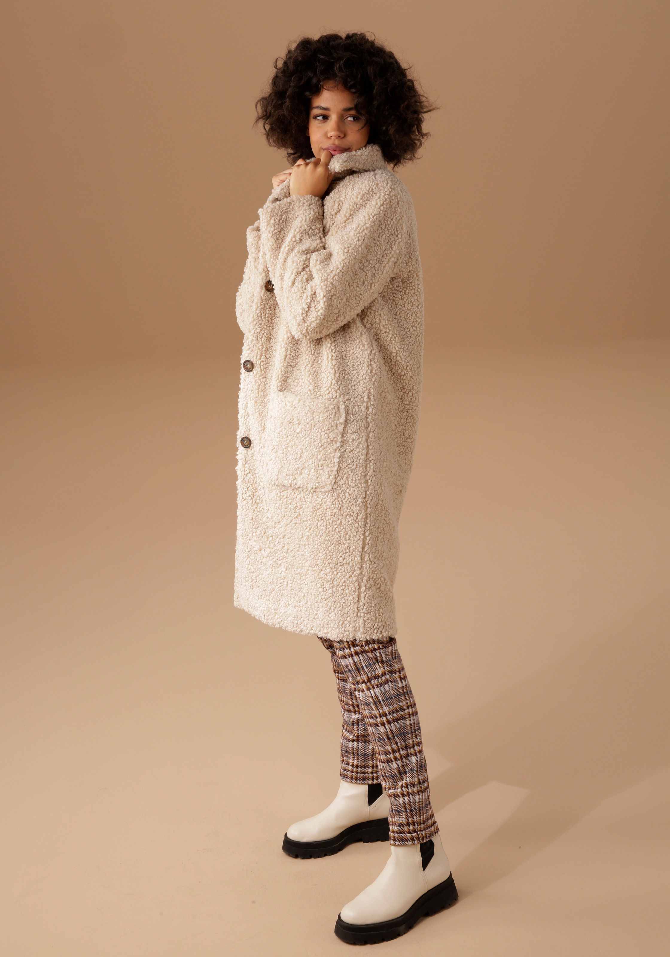 Aniston Casual Women's Short Coat Beige Size 48 3