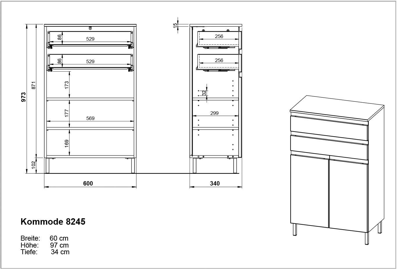 GERMANIA Badmöbel-Set »Scantic«, (5 St.), bestehend aus Kommode, Schrank, Hochschrank, Waschbeckenunterschrank