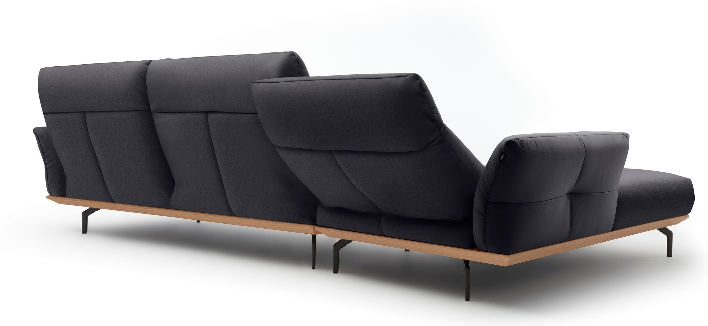 Creation BY ROLF BENZ Ecksofa »CR.460«, Sockel in Eiche, Winkelfüße in Umbragrau, Breite 338 cm