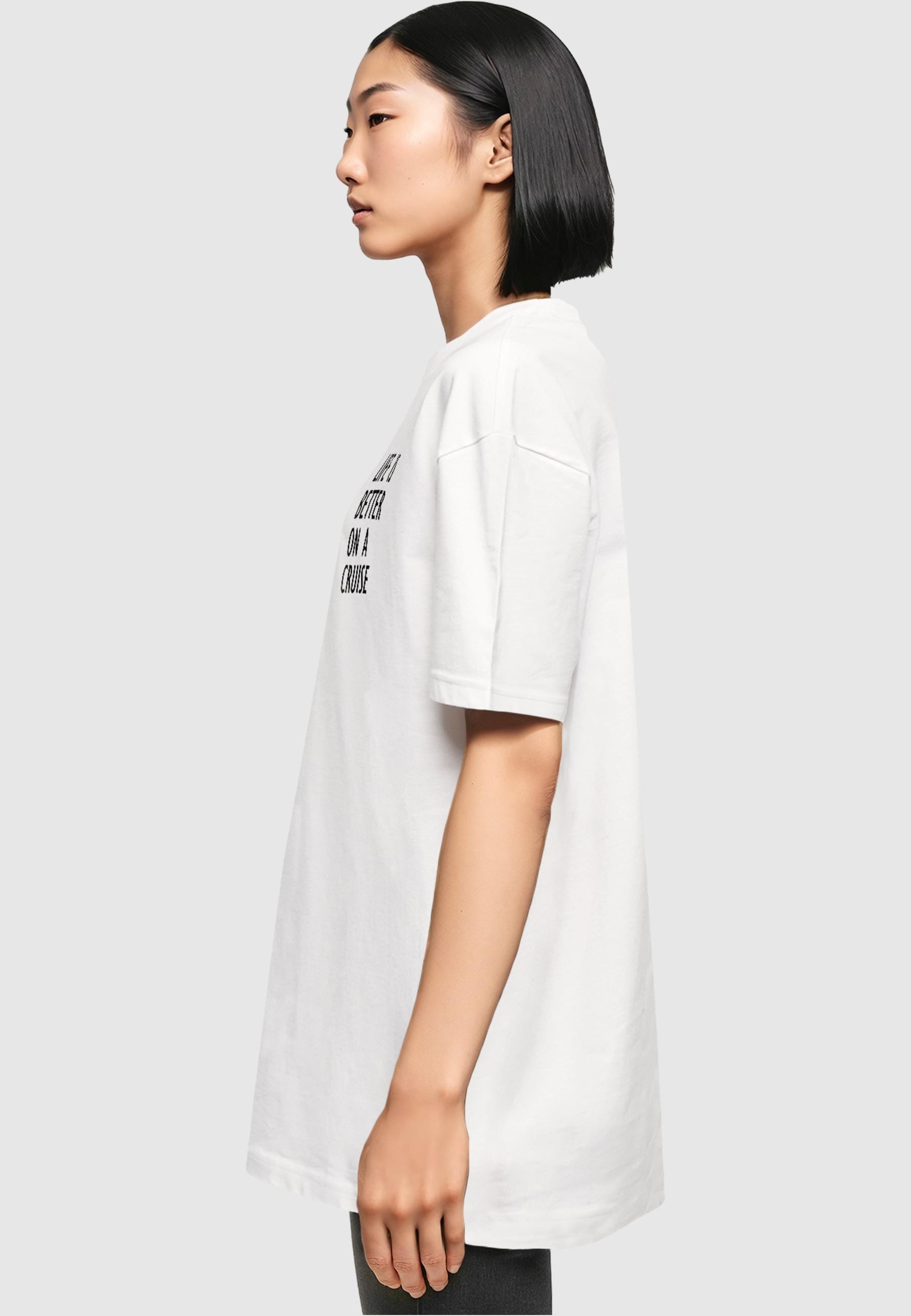 Merchcode T-Shirt »Merchcode Damen Ladies Life Is Better Oversized Boyfriend Tee«, (1 tlg.)