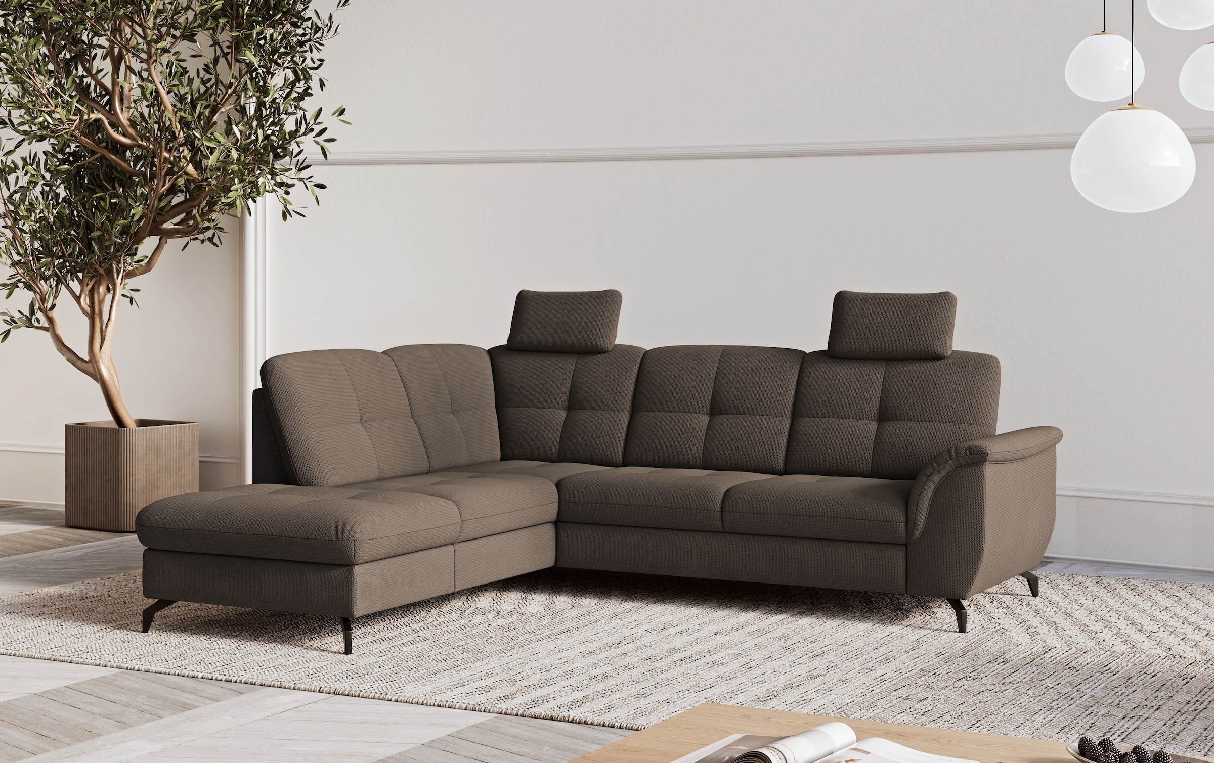 Ecksofa SIT & MORE "Zora", braun (espresso), B:244cm H:92cm T:212cm, 90% Polyester 10% Polyamid, Sofas, Ecksofa, wahlweise mit Bettfunktion und Bettkasten 8