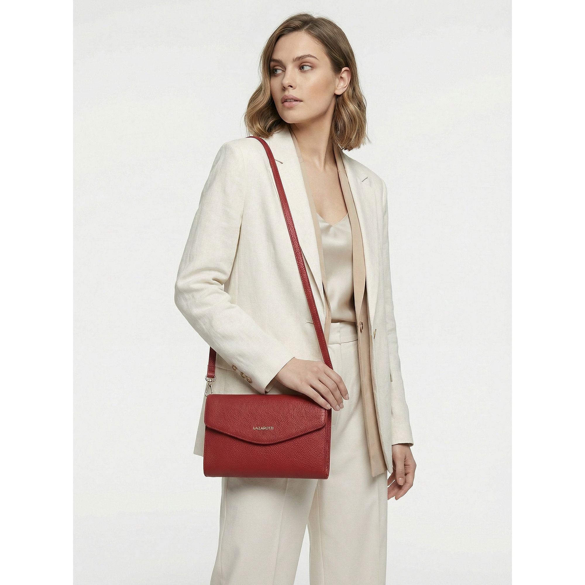 Lazarotti Clutch »Bologna Leather Clutch Umhängetasche Leder 23 cm«