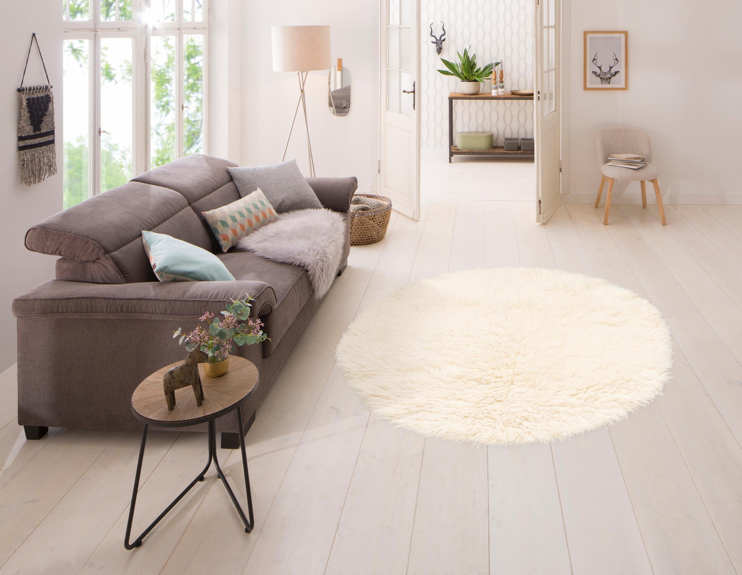 OTTO home Wollteppich "Kjara" rund 40 mm Höhe reine Wolle, Flokati Stil, ha günstig online kaufen